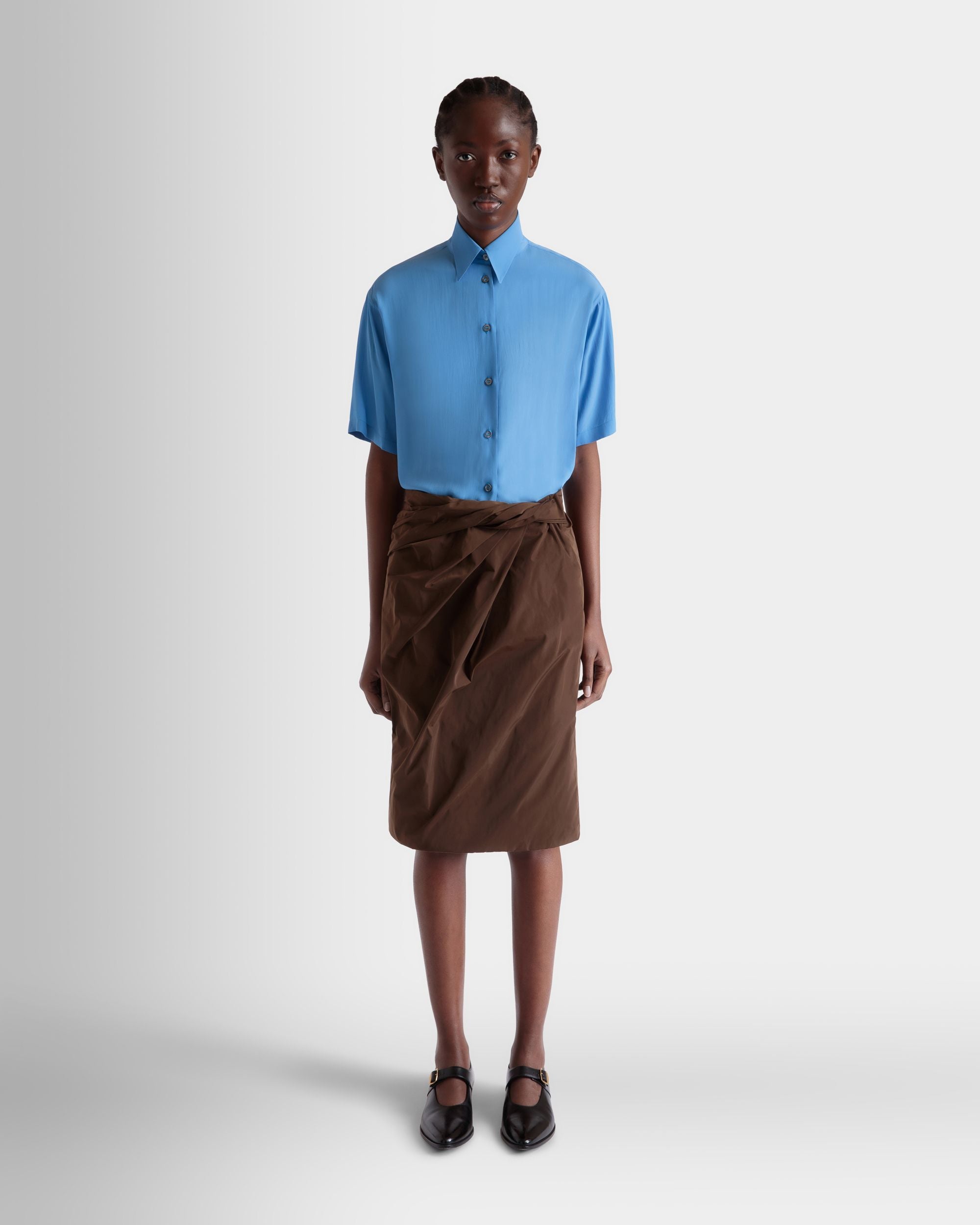 Chemise En Crêpe De Chine Medium Blue - Femme - Bally - 02
