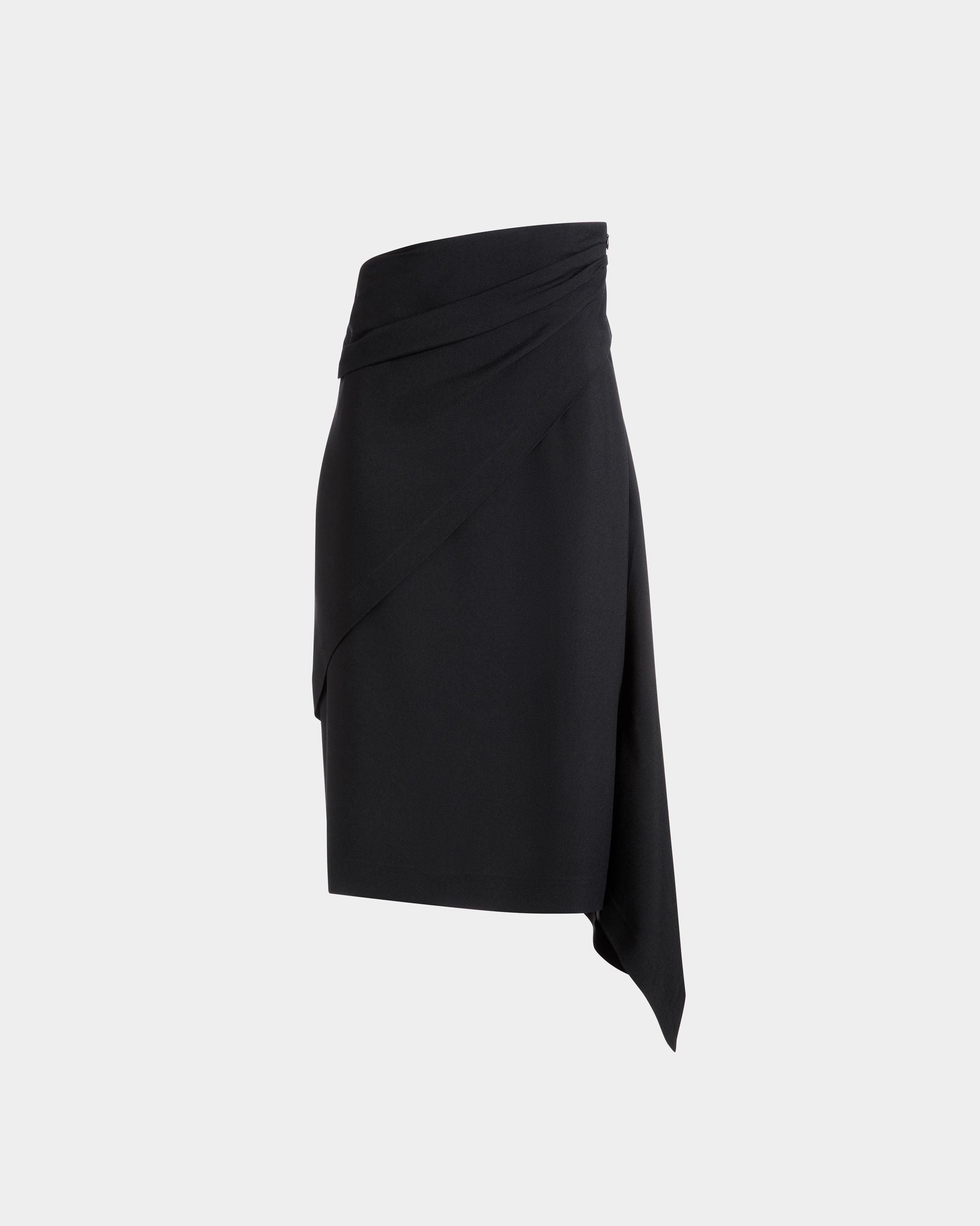 Jupe Midi Asymétrique En Crêpe Fluide Noir - Femme - Bally - 01