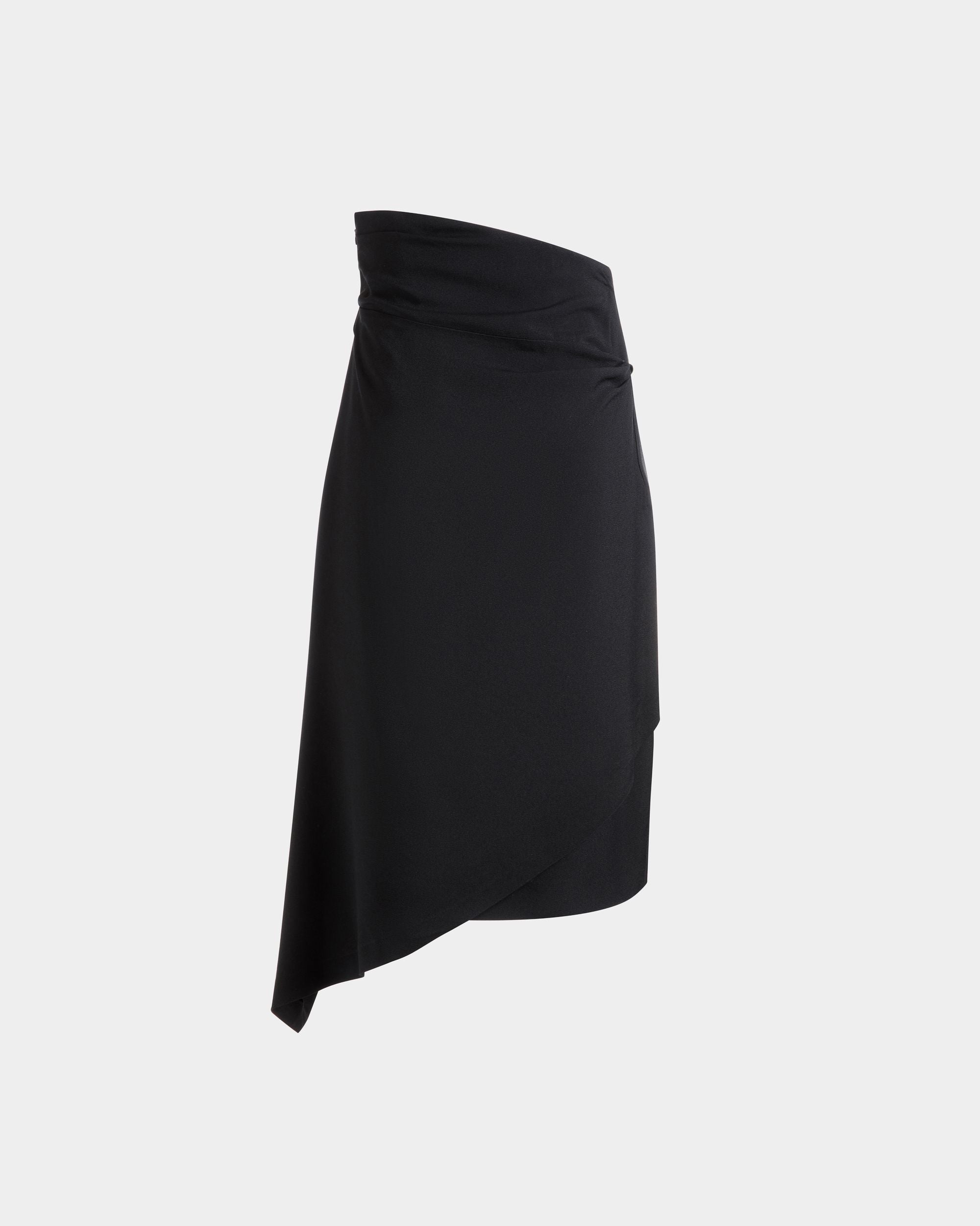 Jupe Midi Asymétrique En Crêpe Fluide Noir - Femme - Bally - 07