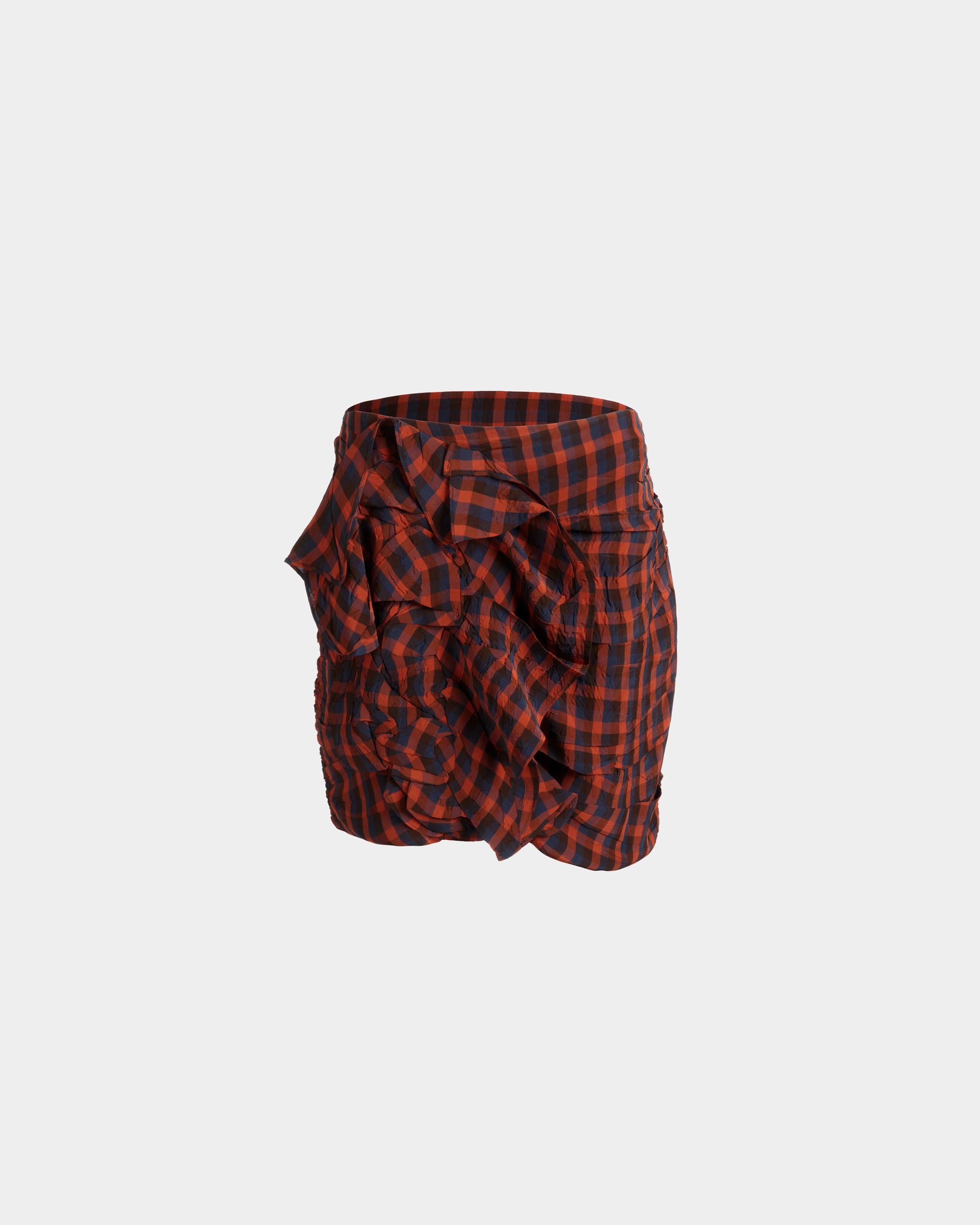 Mini-Jupe À Volants En Popeline Fluide Imprimée Vichy - Femme - Bally - 01