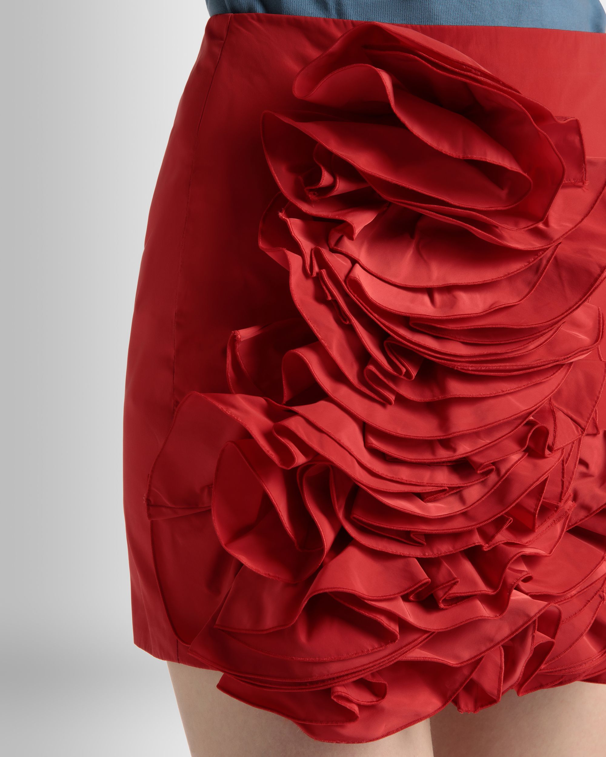 Rouches Mini Skirt in Candy Red Technical Duchesse - Women's - Bally - 04
