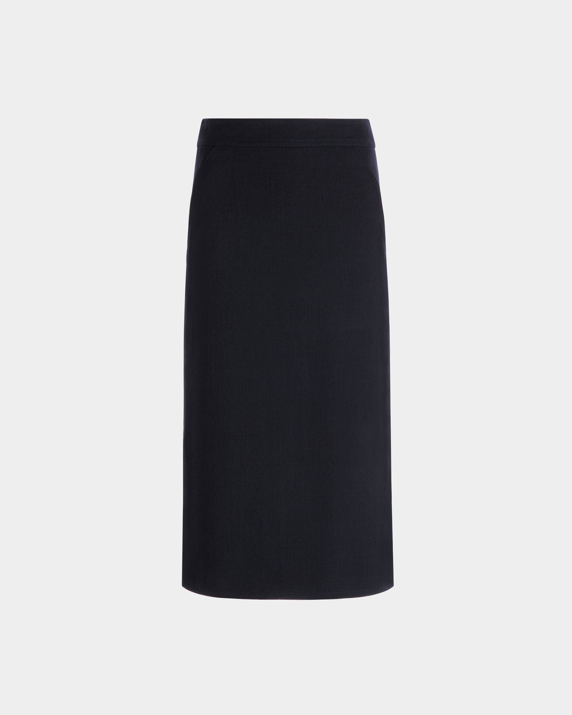 Jupe Midi En Laine Navy Blue - Femme - Bally - 01