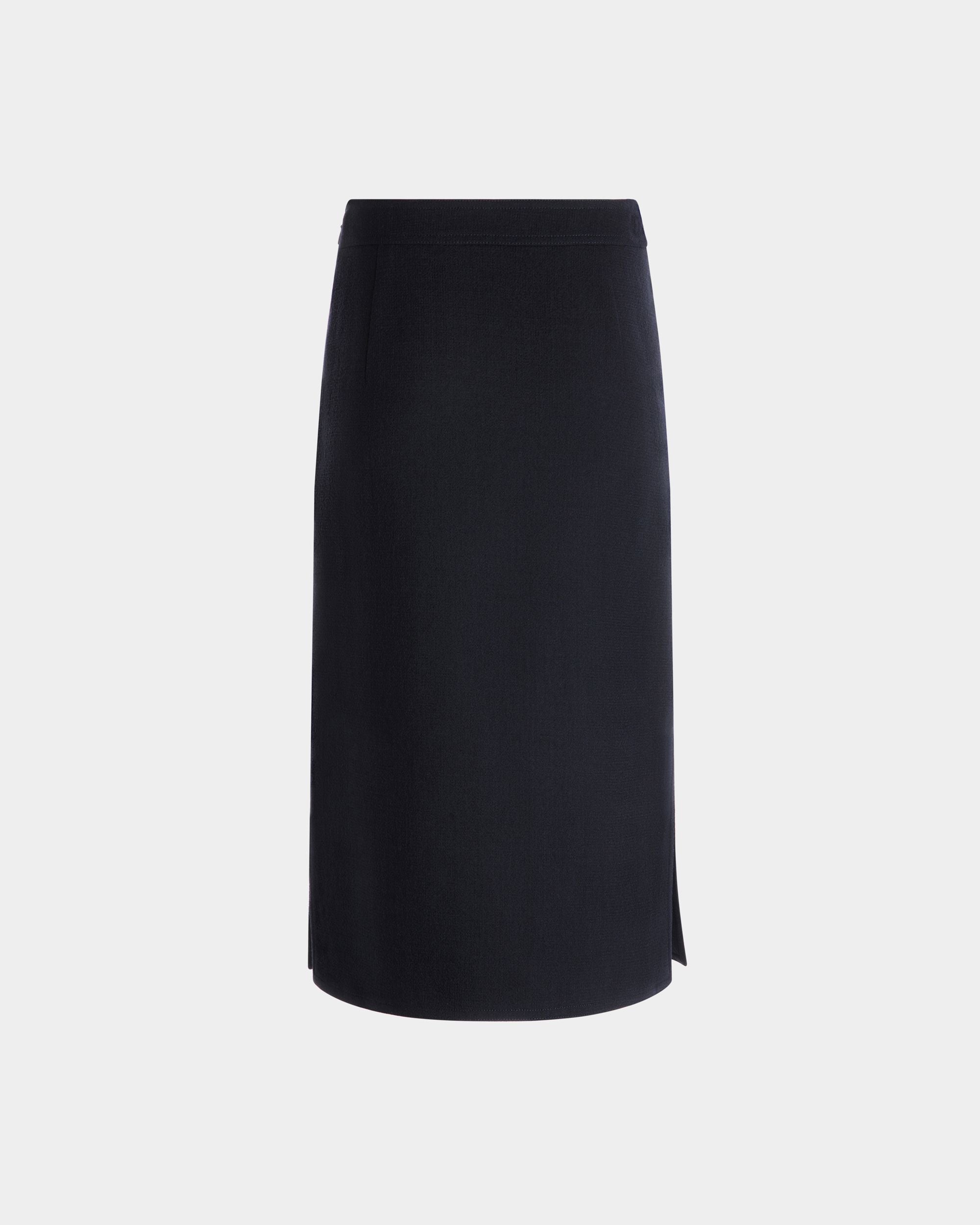 Jupe Midi En Laine Navy Blue - Femme - Bally - 08