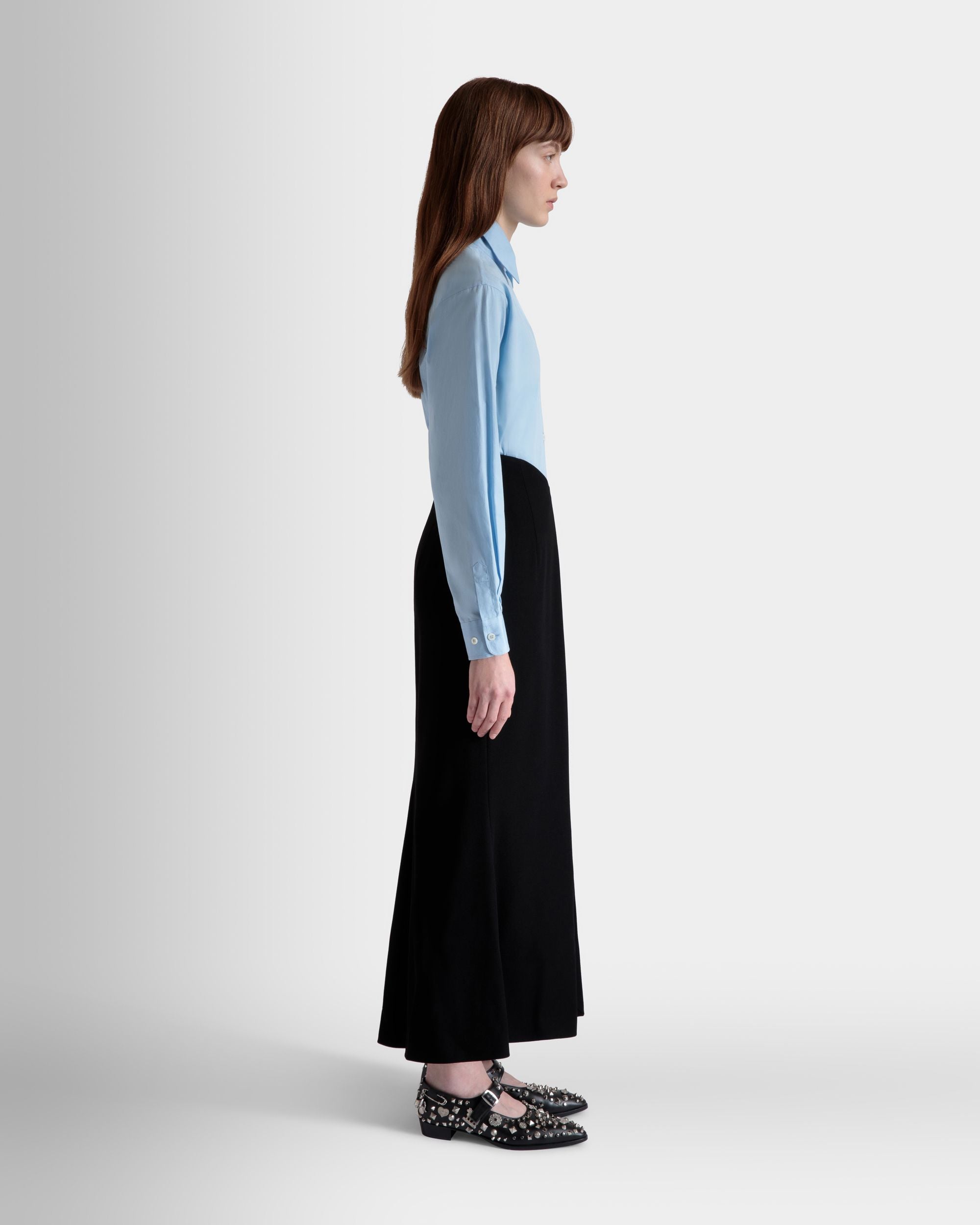 Long Skirt In Black Wool Blend - Femme - Bally - 05