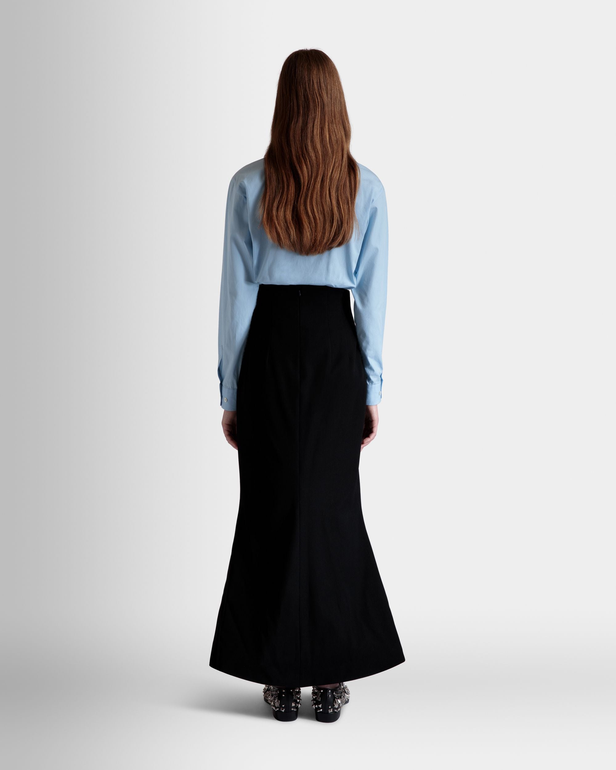 Long Skirt In Black Wool Blend - Femme - Bally - 06