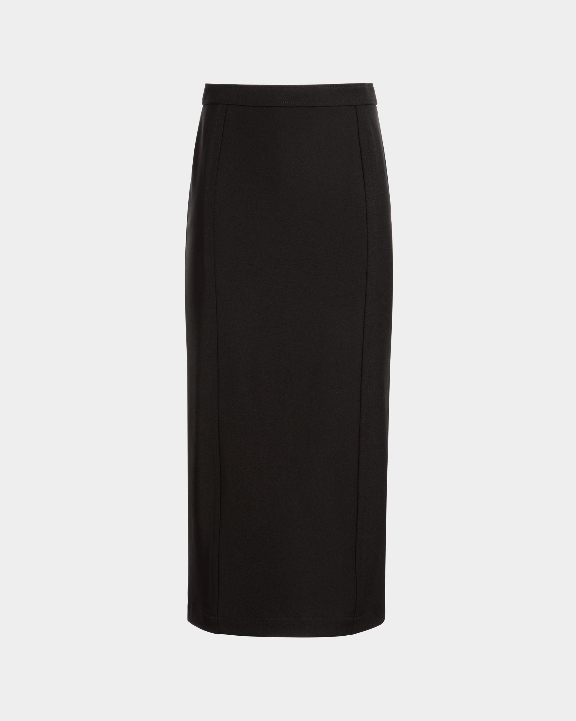 Jupe Midi En Gabardine De Nylon Noire - Femme - Bally - 01