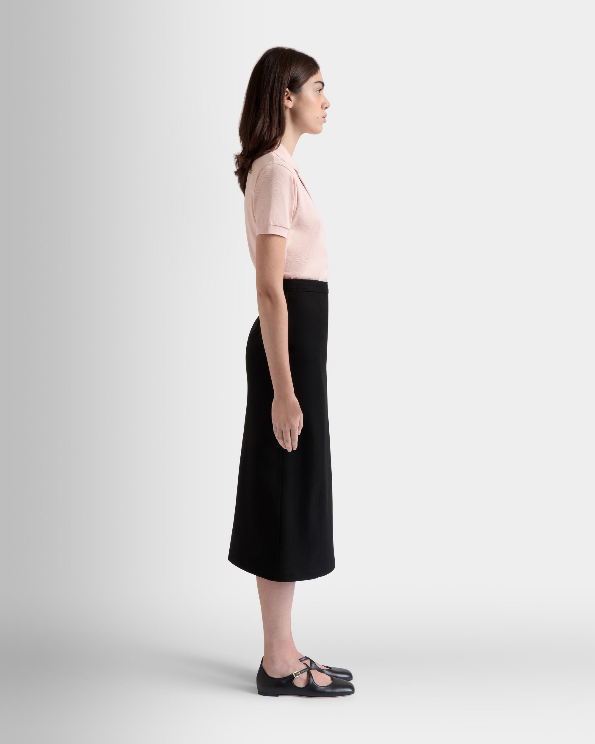 Jupe Midi En Gabardine De Nylon Noire - Femme - Bally - 05