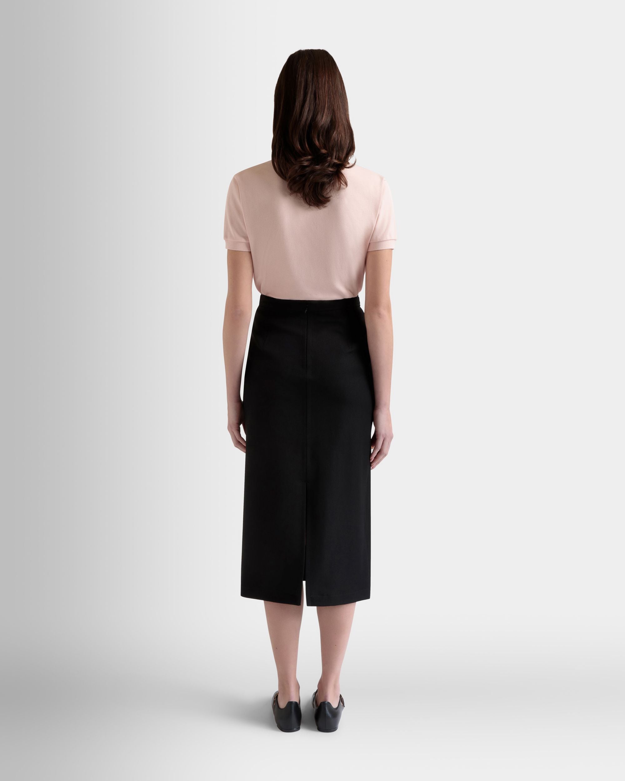 Jupe Midi En Gabardine De Nylon Noire - Femme - Bally - 06