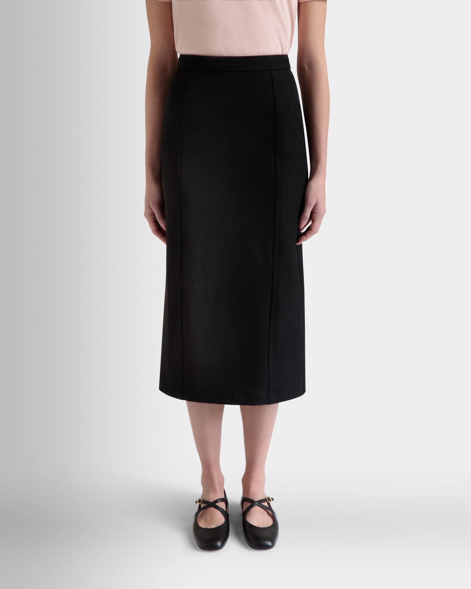 Jupe Midi En Gabardine De Nylon Noire - Femme - Bally - 08