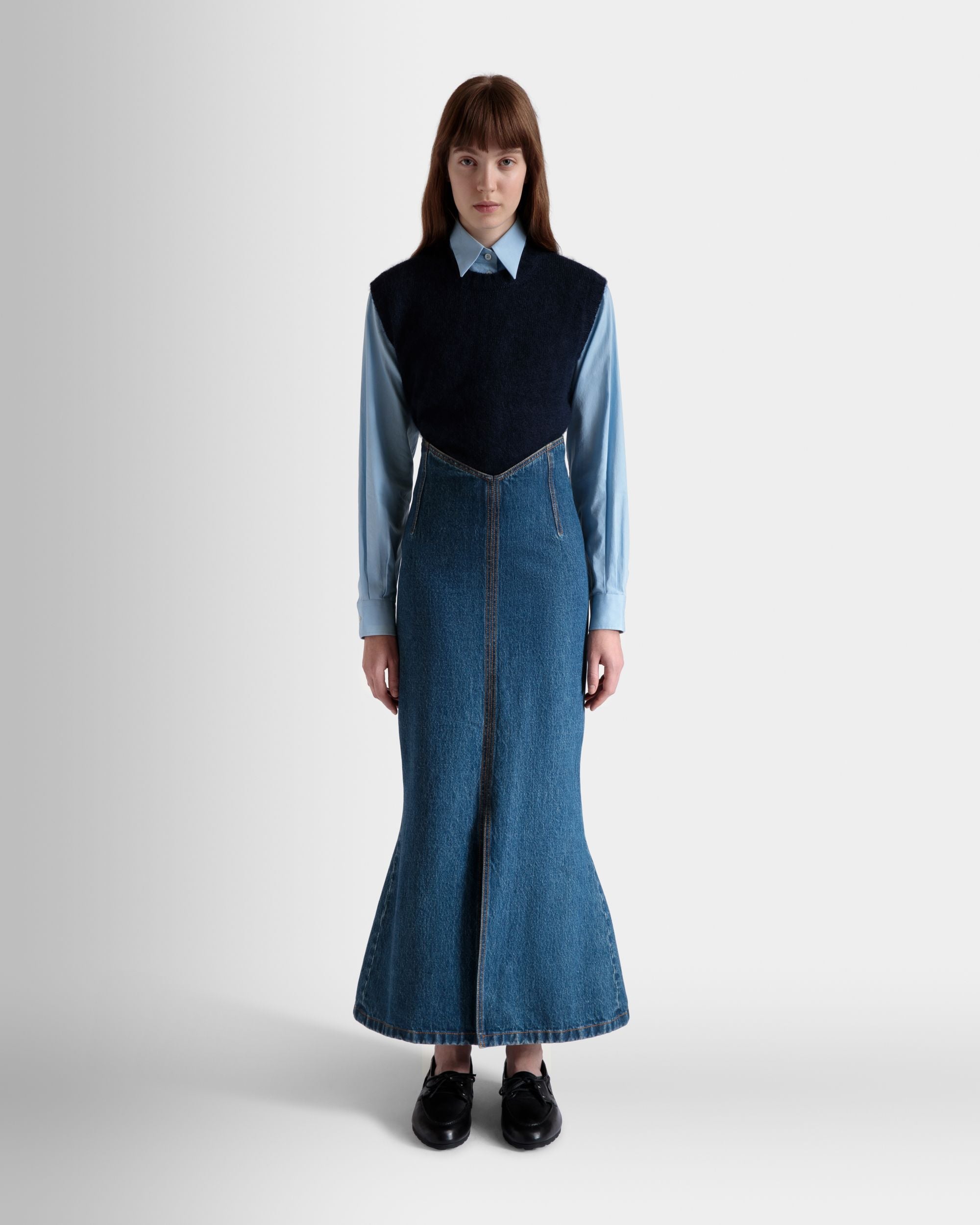 Jupe Longue En Coton Medium Blue - Femme - Bally - 02