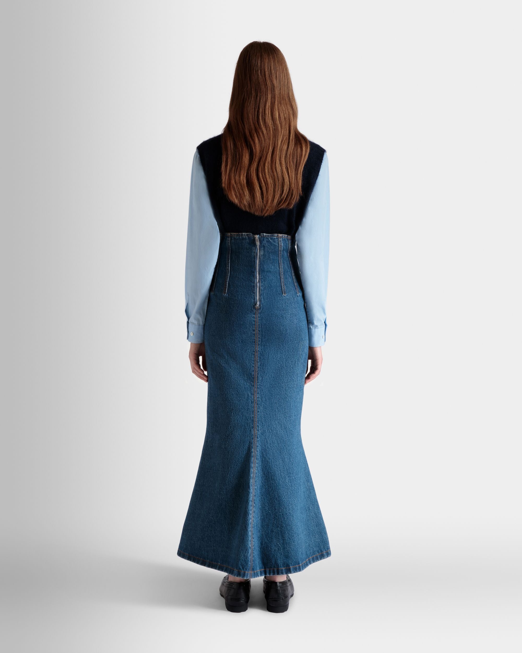 Jupe Longue En Coton Medium Blue - Femme - Bally - 06