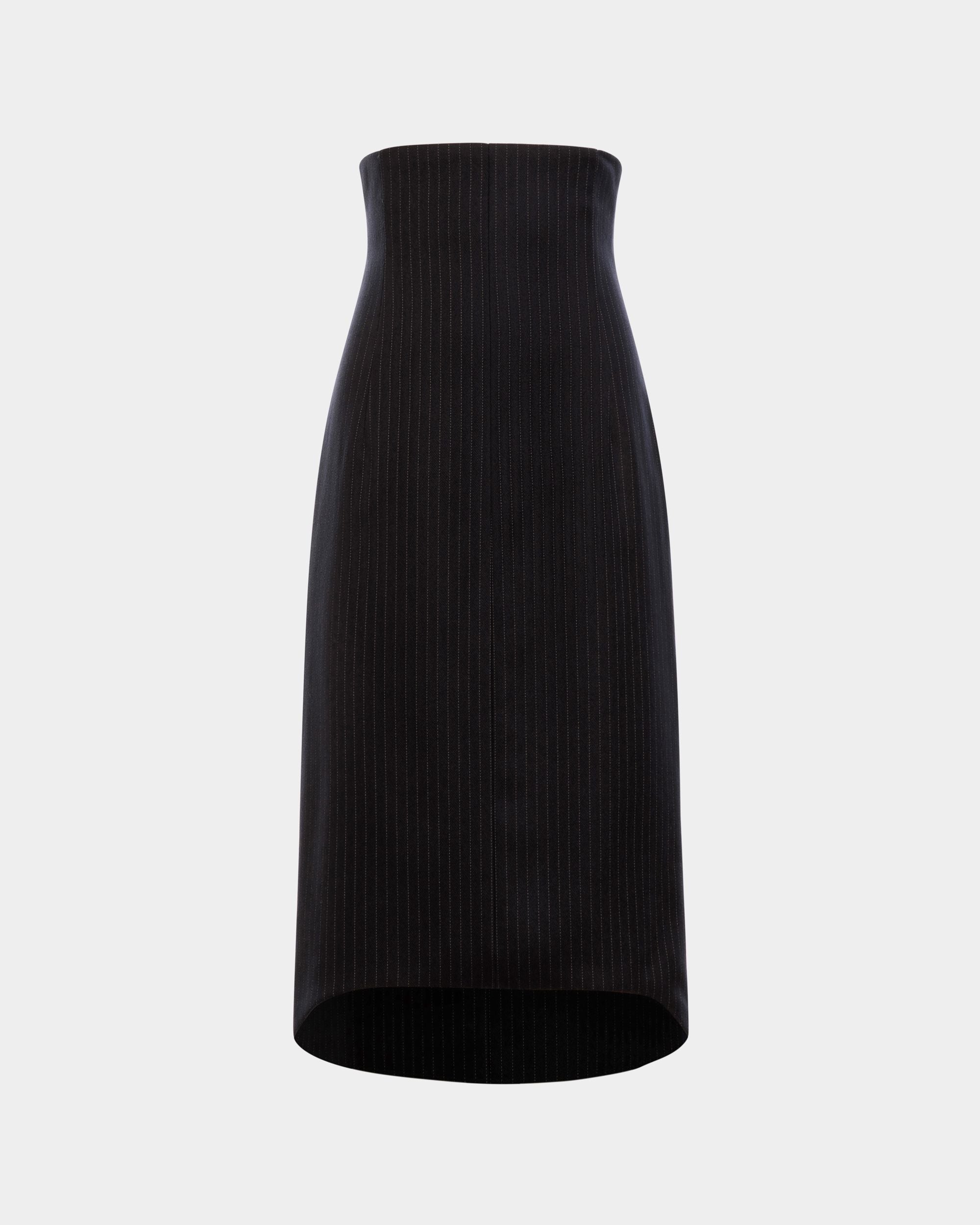 Midi Skirt in Navy Blue Wool - Femme - Bally - 01