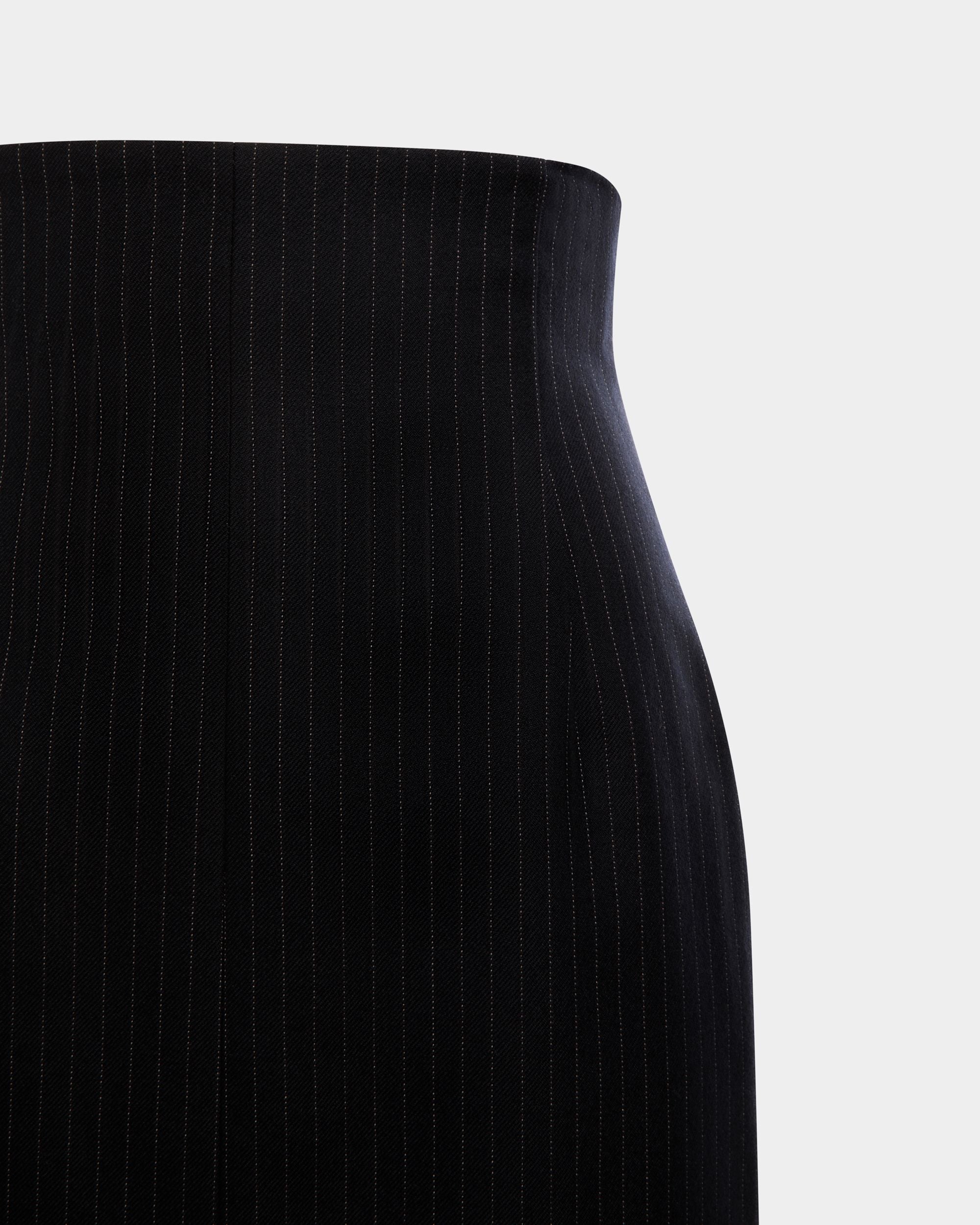 Midi Skirt in Navy Blue Wool - Femme - Bally - 02