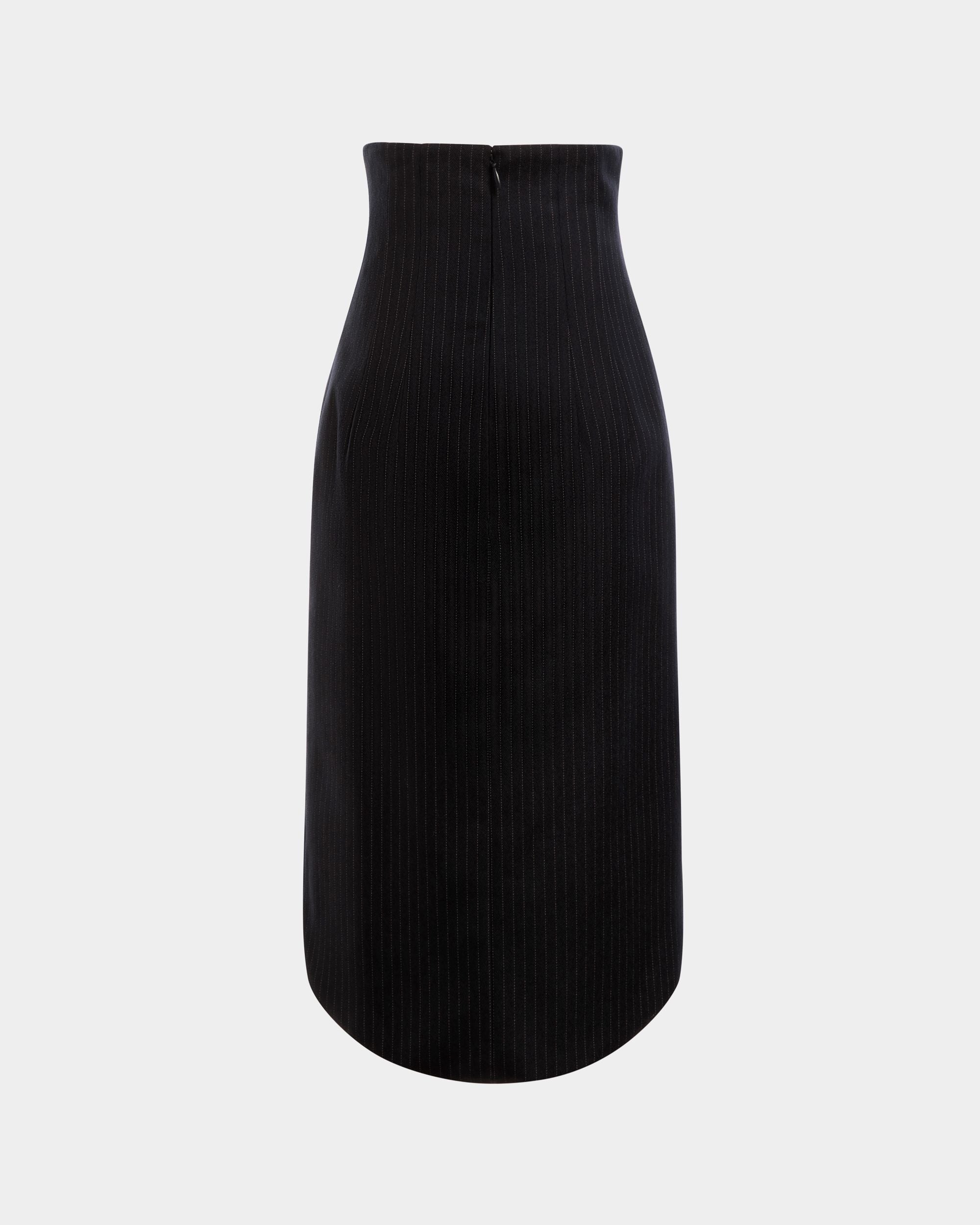 Midi Skirt in Navy Blue Wool - Femme - Bally - 03