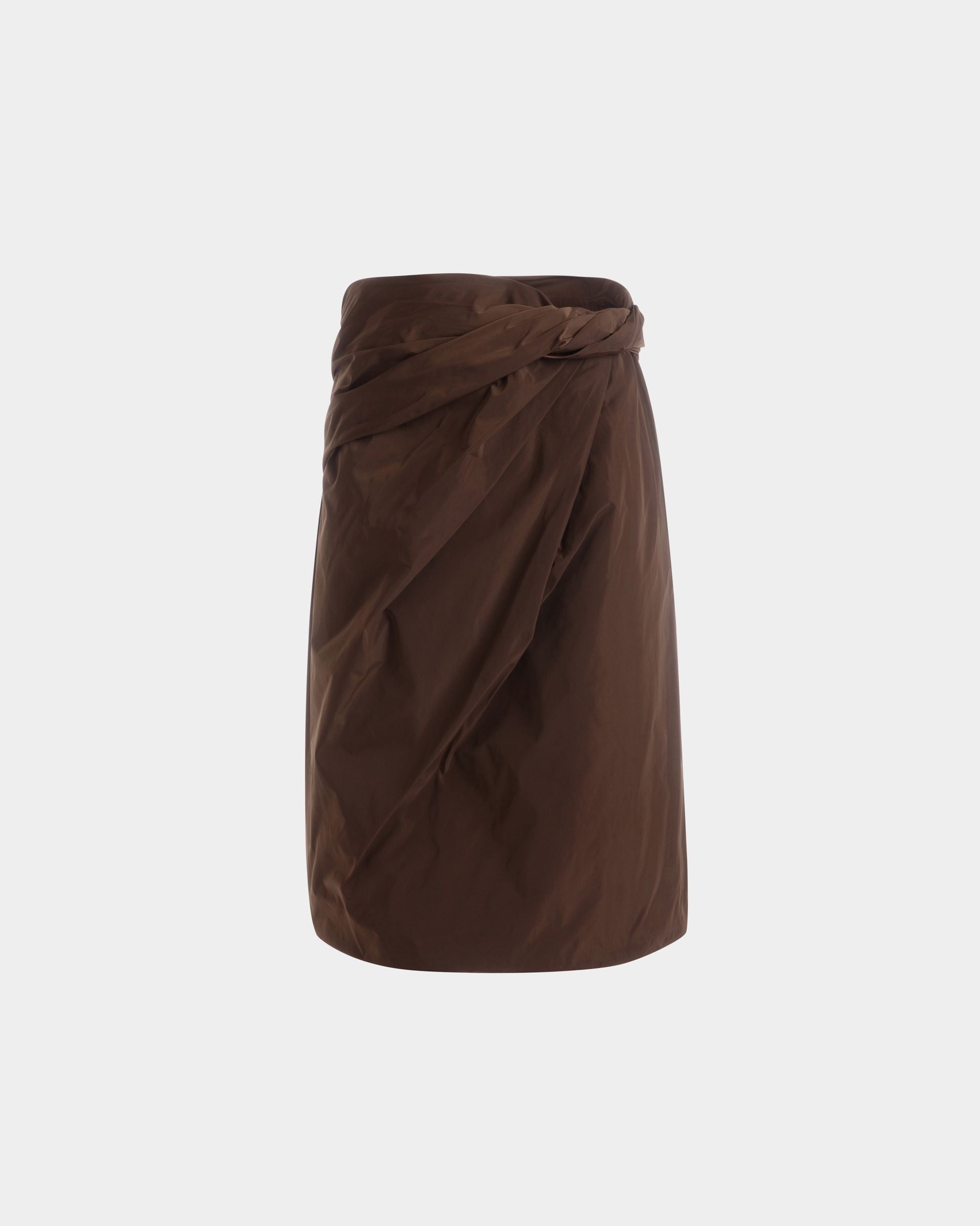 Jupe Midi Drapée En Duchesse Technique Marron - Femme - Bally - 01
