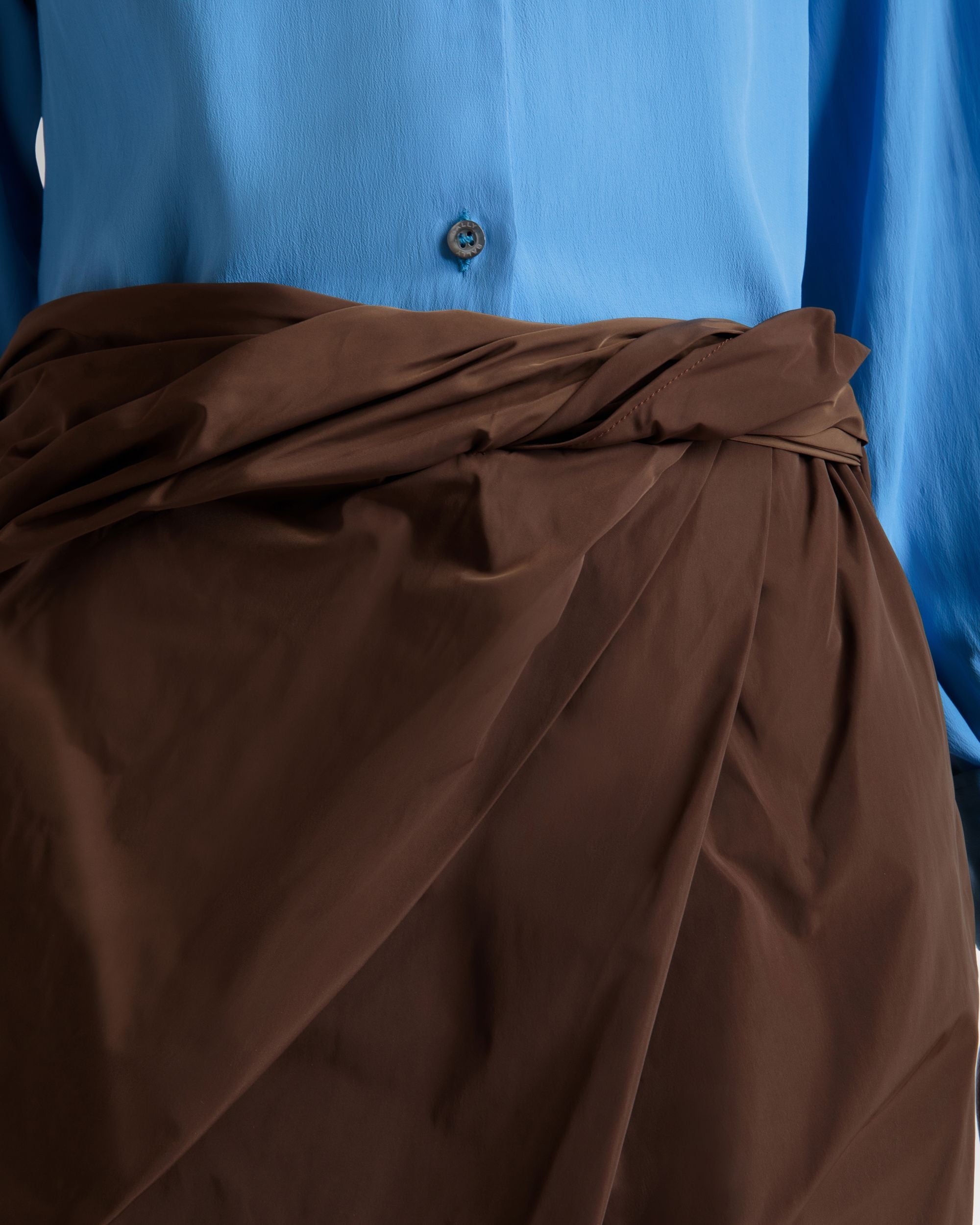 Jupe Midi Drapée En Duchesse Technique Marron - Femme - Bally - 03