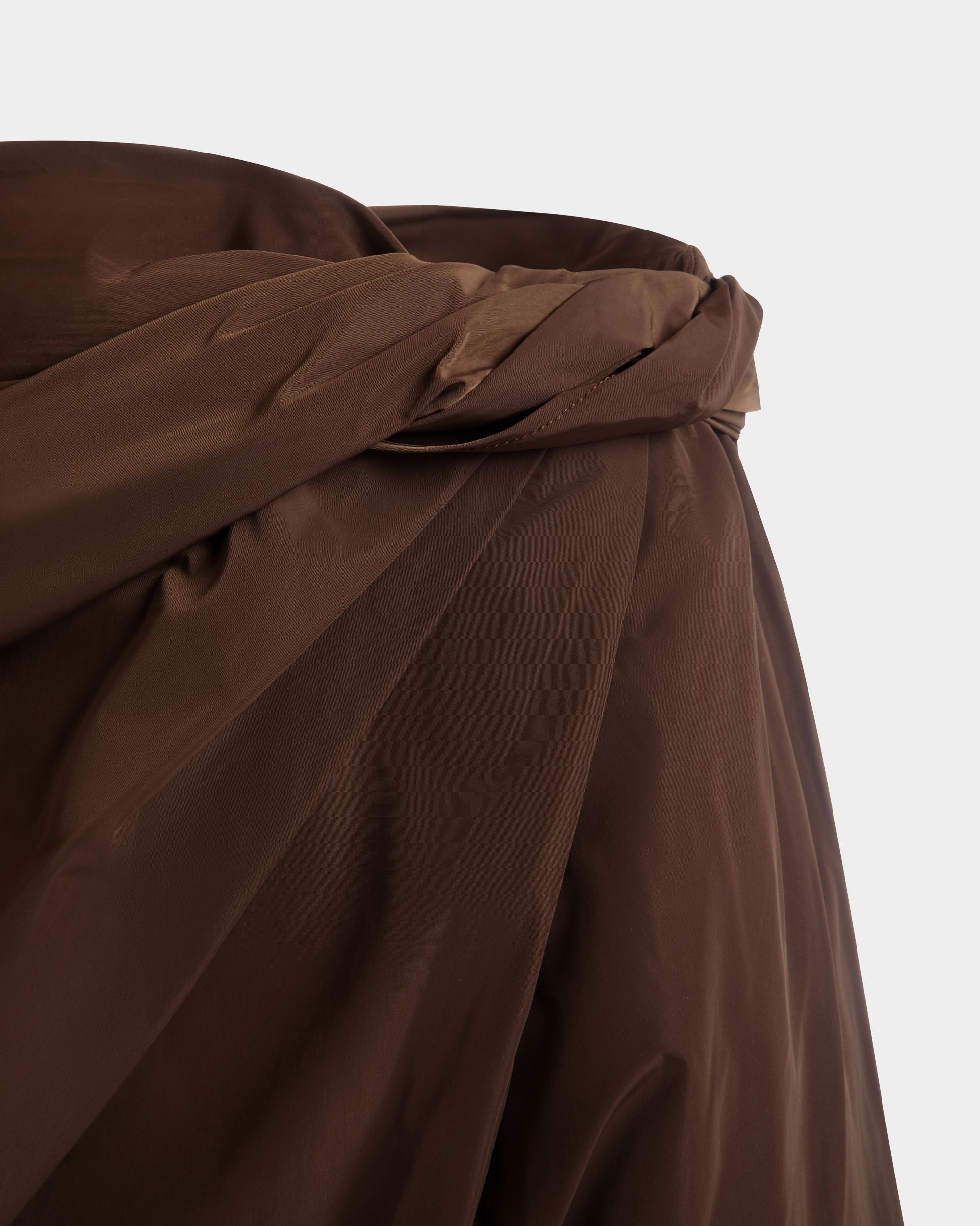 Jupe Midi Drapée En Duchesse Technique Marron - Femme - Bally - 04