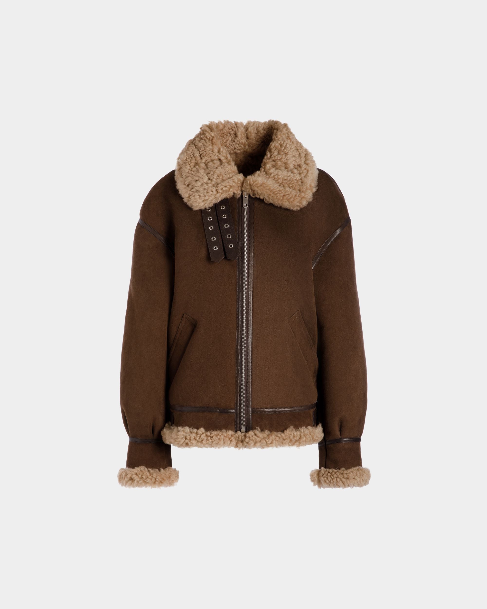 Cazadora De Aviador De Borreguito Color Marrón - Mujer - Bally - 01