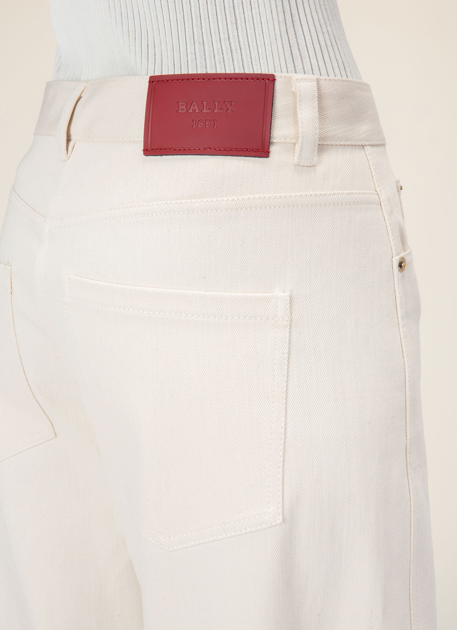 Cotton & Elastane Pants In Bone - Women's - Bally - 02
