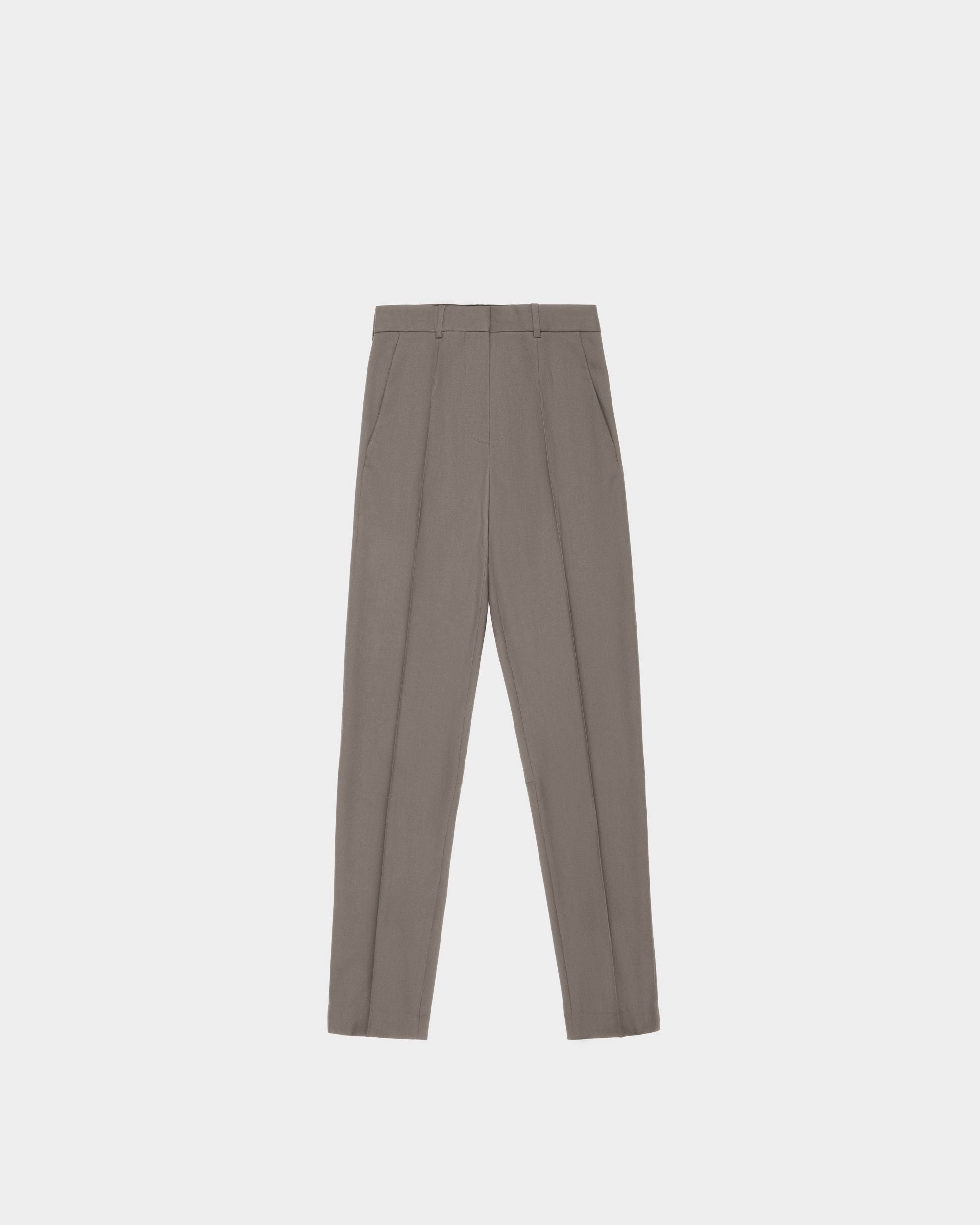 Wool & Cotton Trousers In Grey - Women's - Bally - 04