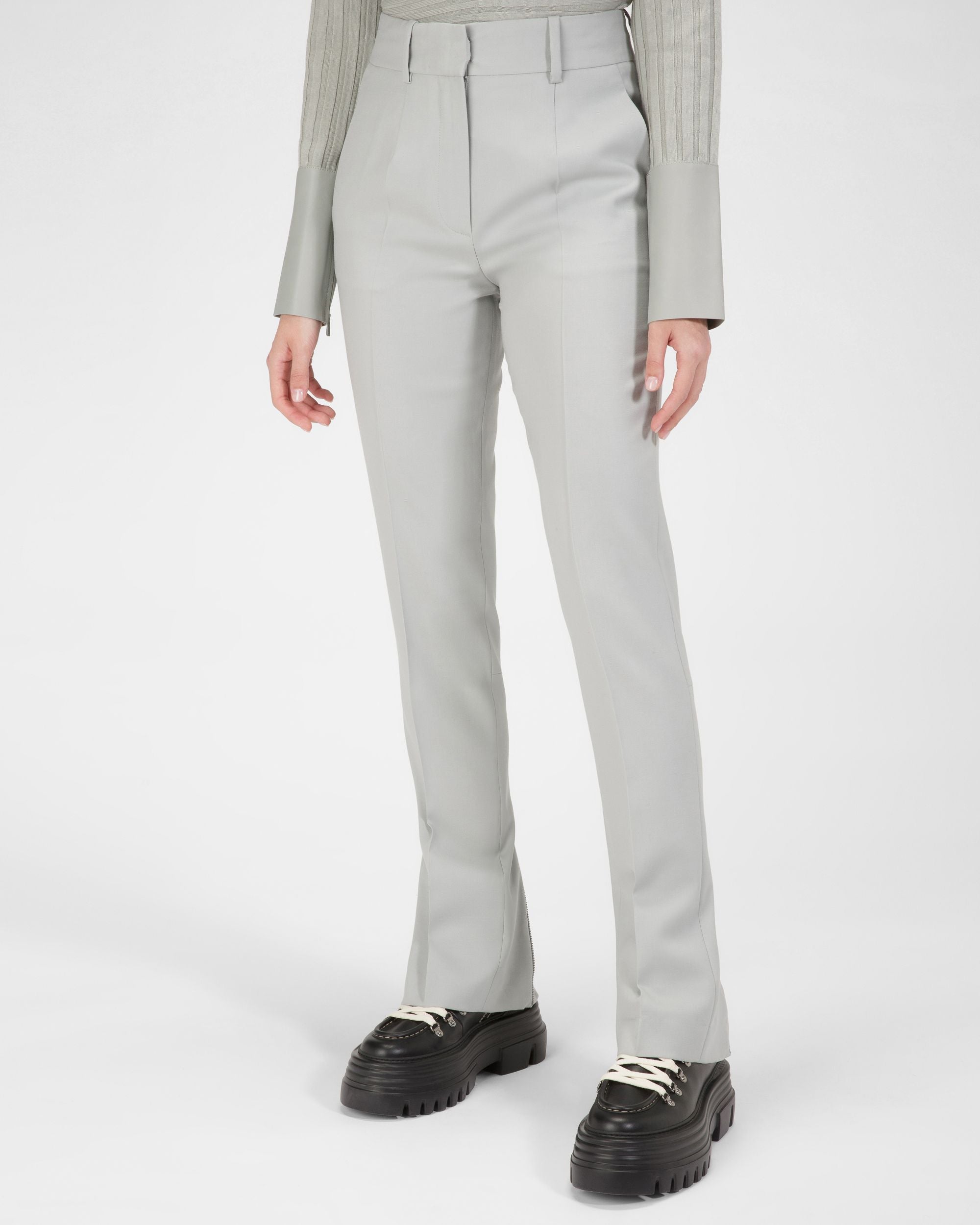 Pantalon En Laine Gris - Femme - Bally - 01