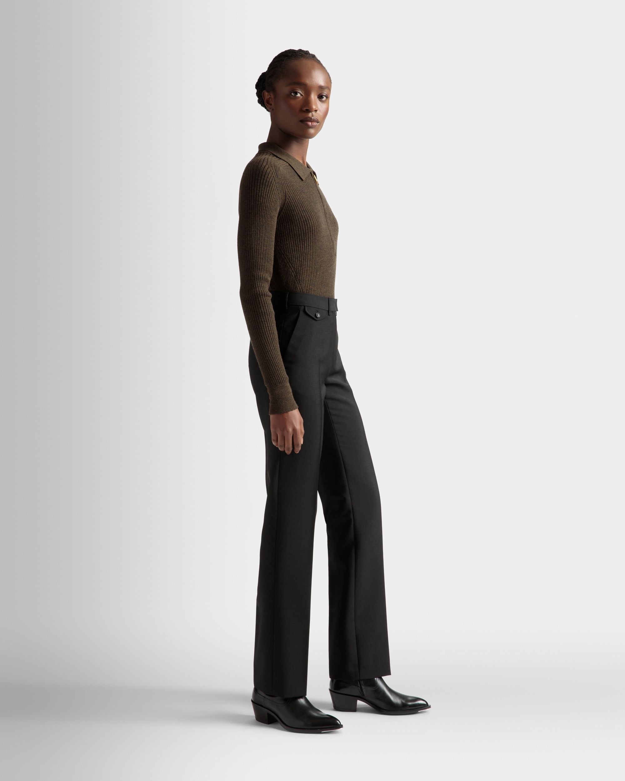 Formelle Hose mit geradem Bein Aus schwarzem Mohair-Woll-Gemisch - Damen - Bally - 05