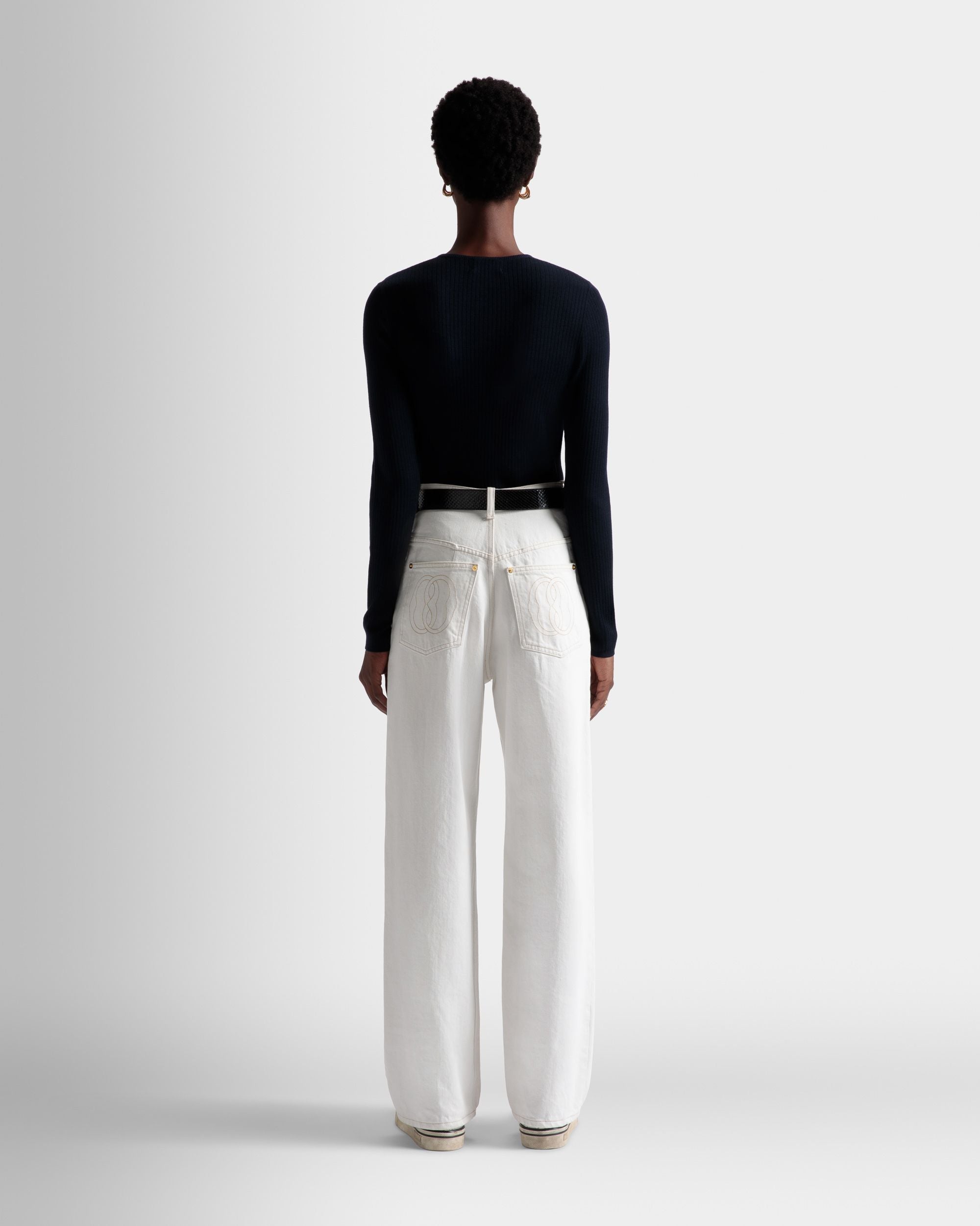 Jean Délavé En Denim Ivoire - Femme - Bally - 06