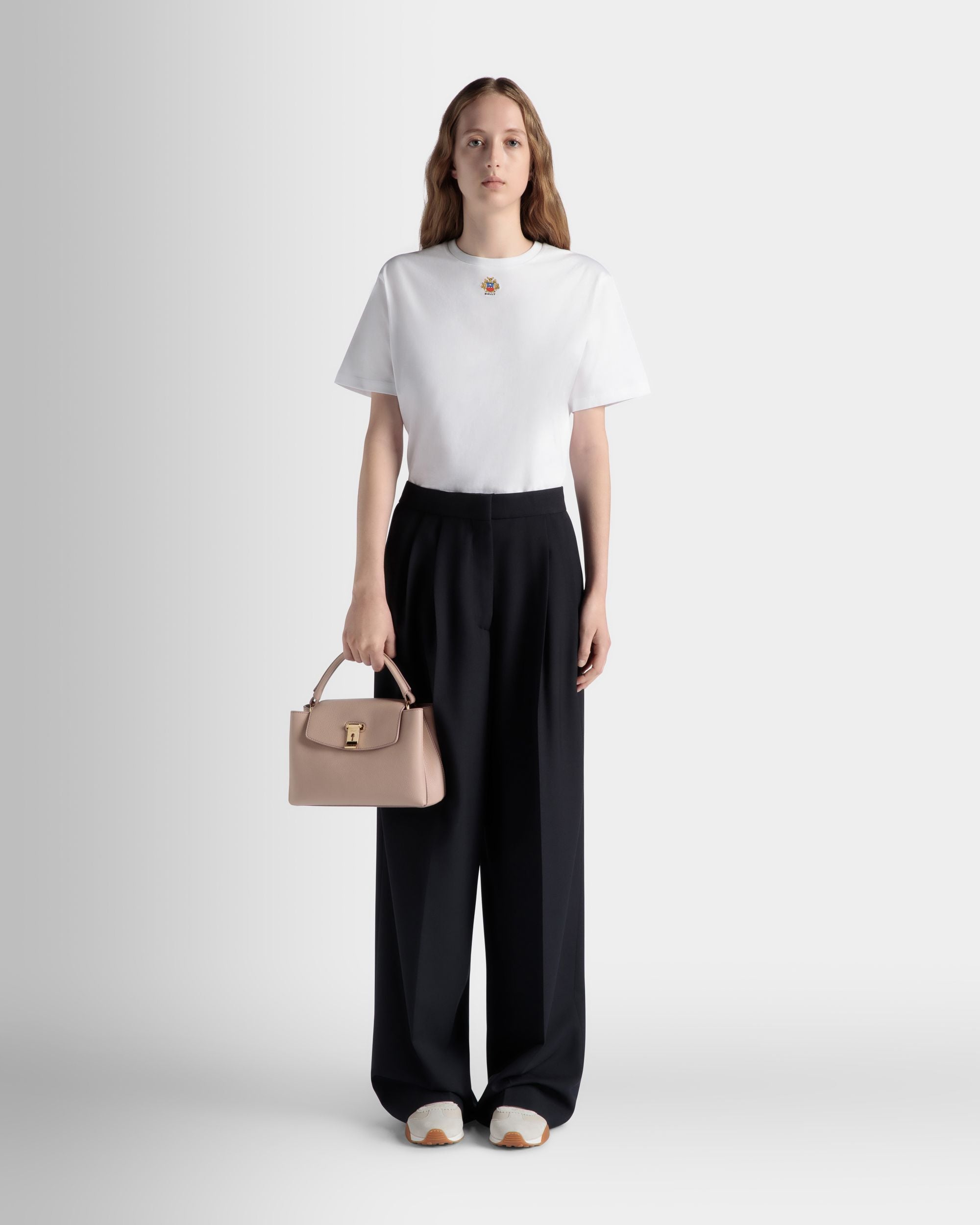 Pantalón De Pernera Ancha De Mezcla De Lana Navy Blue - Mujer - Bally - 02