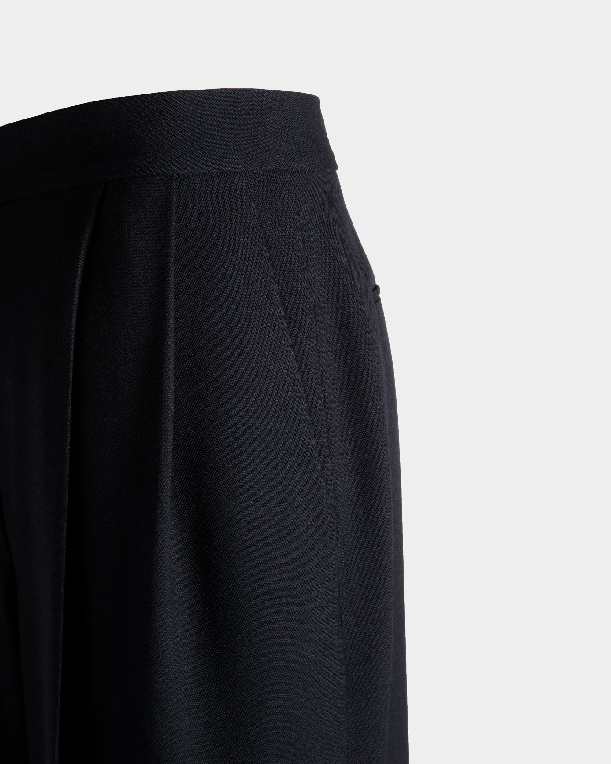 Pantalón De Pernera Ancha De Mezcla De Lana Navy Blue - Mujer - Bally - 05