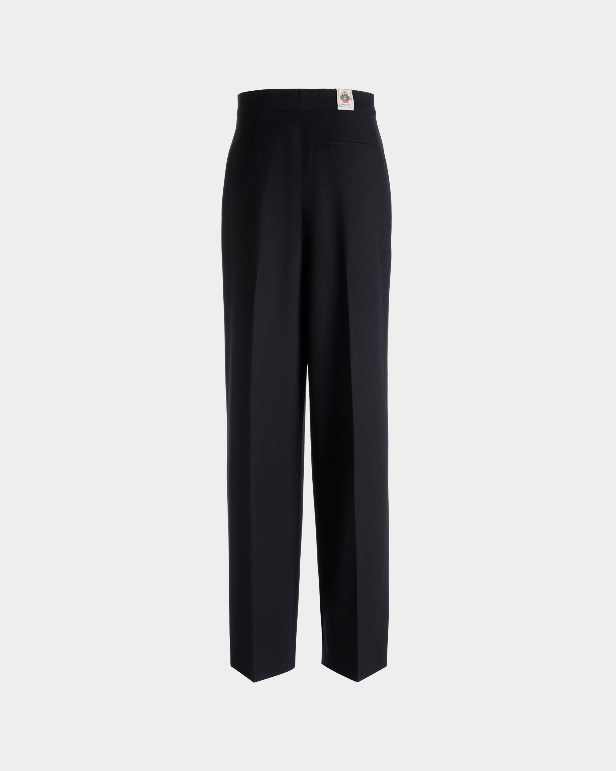 Pantalón De Pernera Ancha De Mezcla De Lana Navy Blue - Mujer - Bally - 08