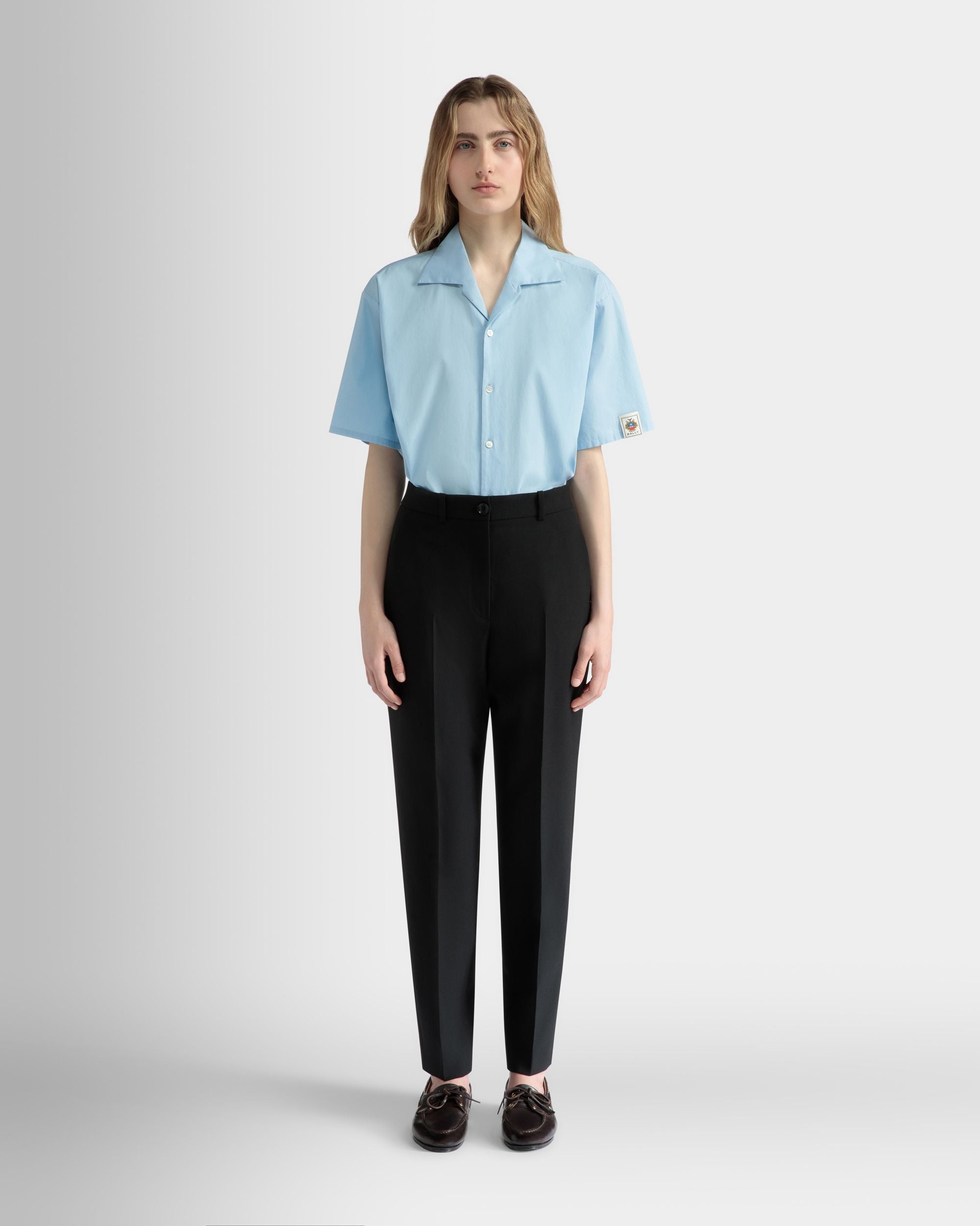 Pantalon Coupe Droite En Laine Noire - Femme - Bally - 02