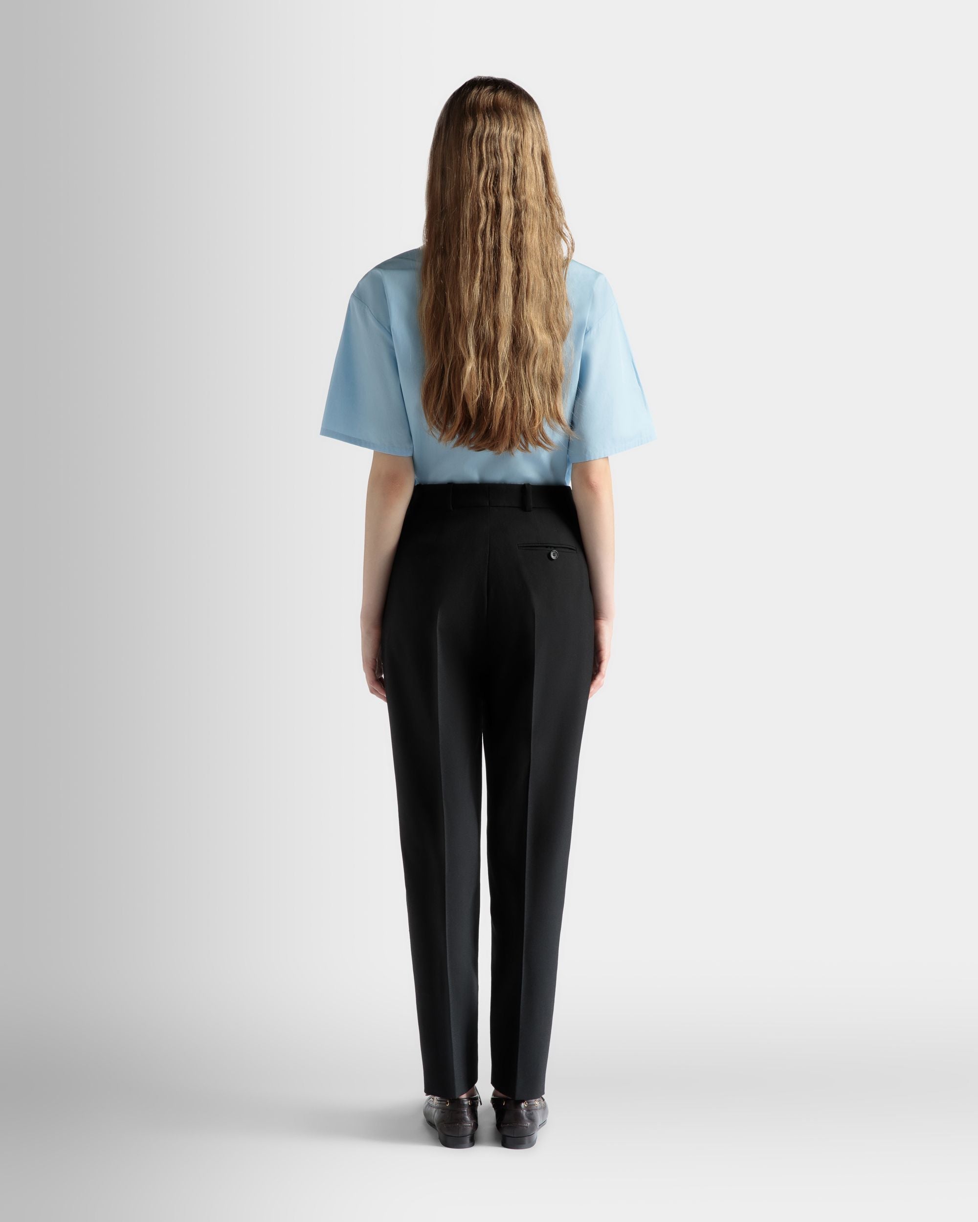 Pantalon Coupe Droite En Laine Noire - Femme - Bally - 06