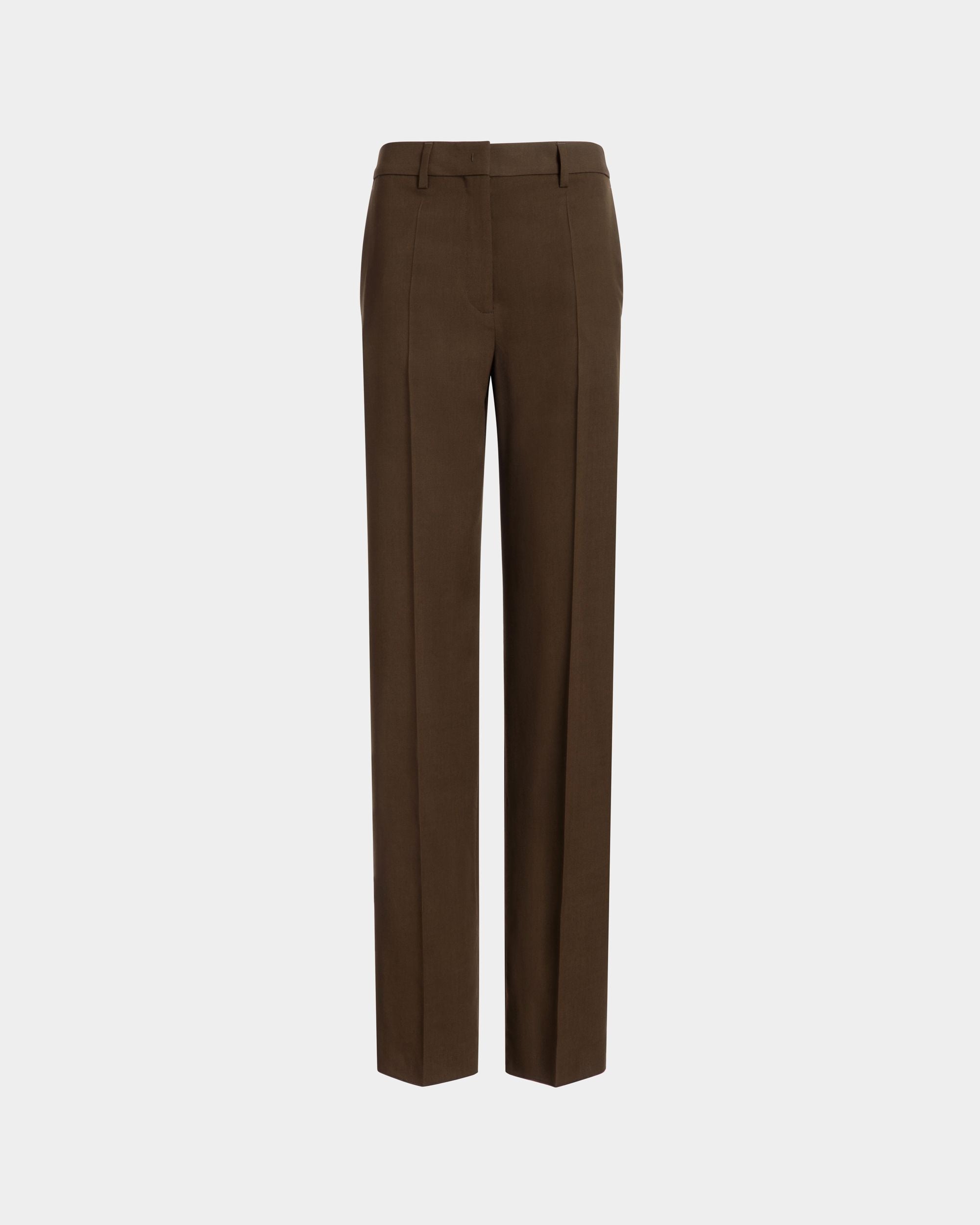 Pantalon Jambe Droite En Gabardine Fluide Military Green - Femme - Bally - 01
