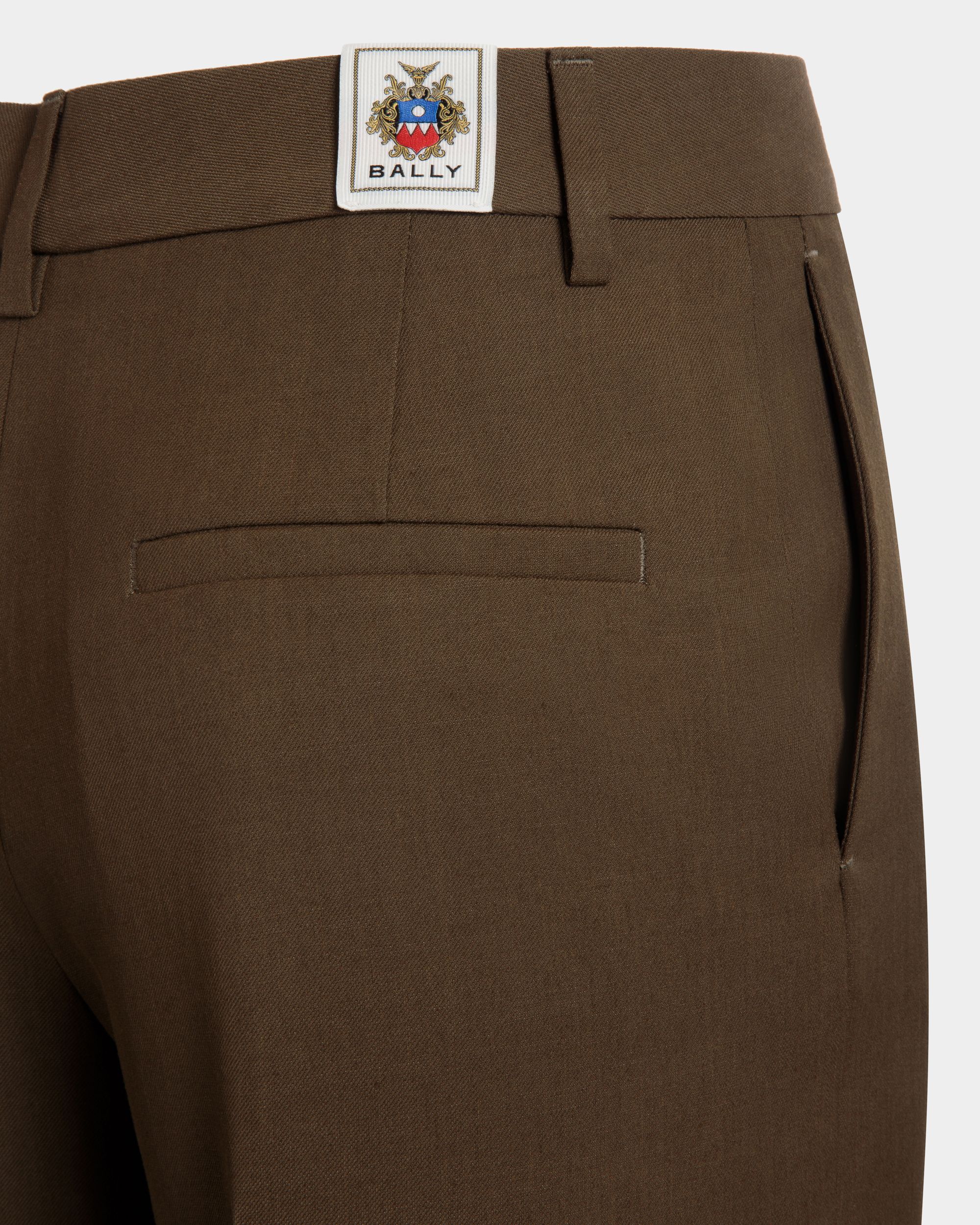 Pantalon Jambe Droite En Gabardine Fluide Military Green - Femme - Bally - 04