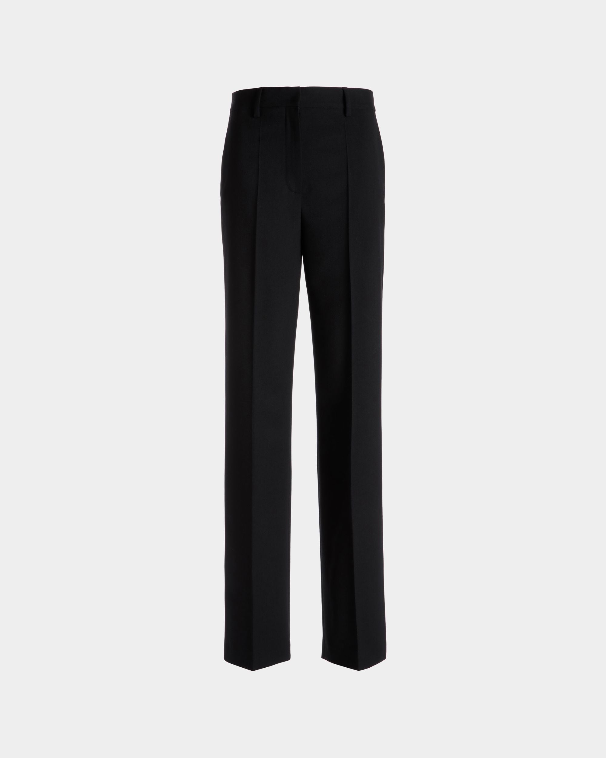 Pantalon À Jambe Droite En Laine Mélangée Noire - Femme - Bally - 01