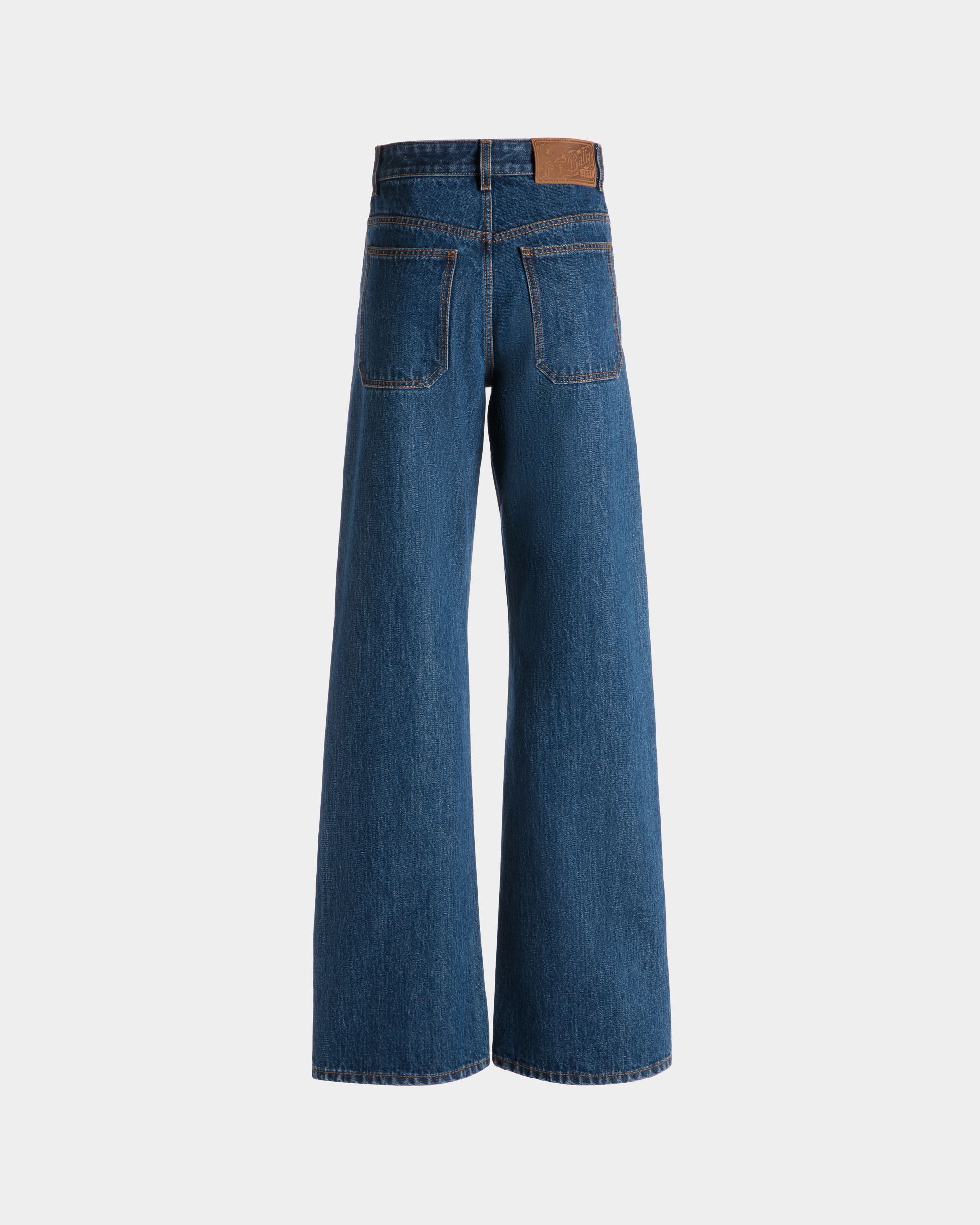 Pantalon En Denim À Jambe Large En Coton Medium Blue - Femme - Bally - 07