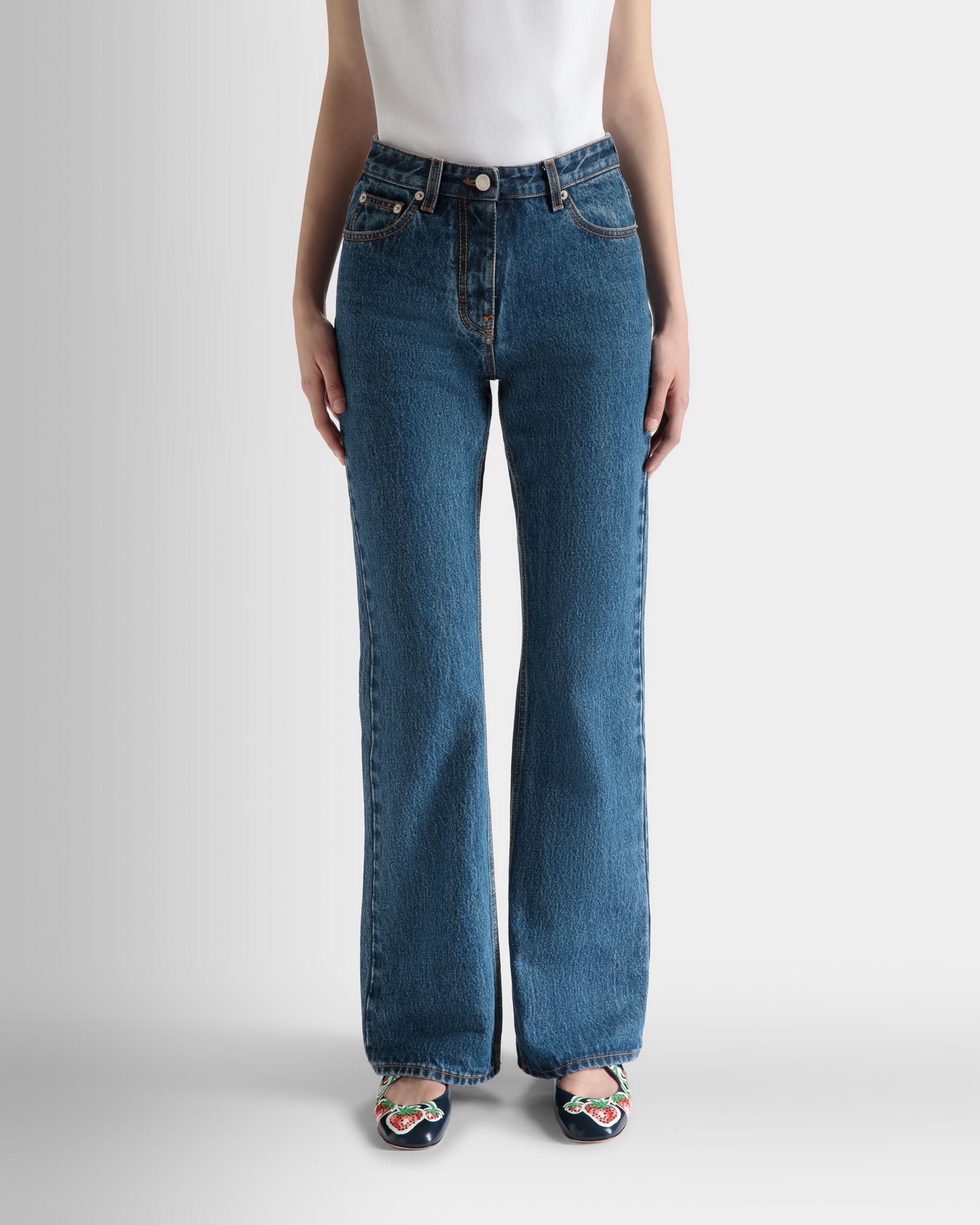 Ausgestellte Jeanshose Aus Baumwolle In Medium Blue - Damen - Bally - 03