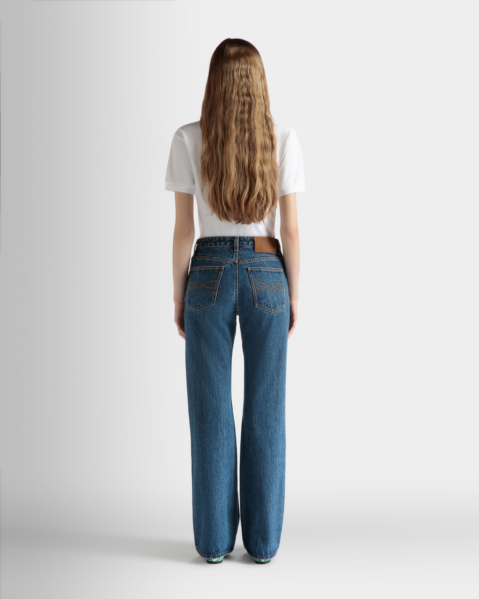 Pantalon Évasé En Denim De Coton Medium Blue - Femme - Bally - 06
