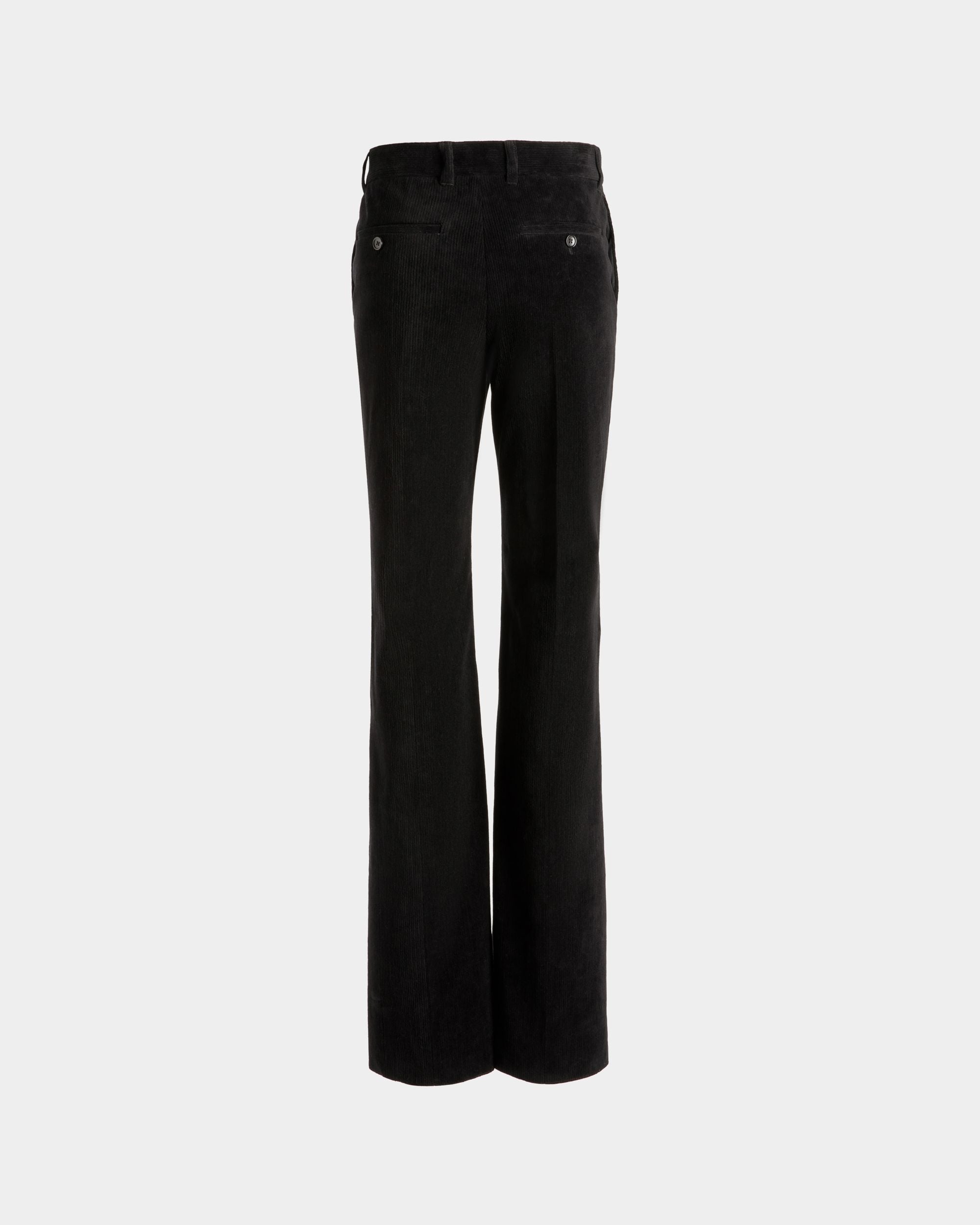 Pantalon Évasé En Velours Côtelé De Coton Noir - Femme - Bally - 07