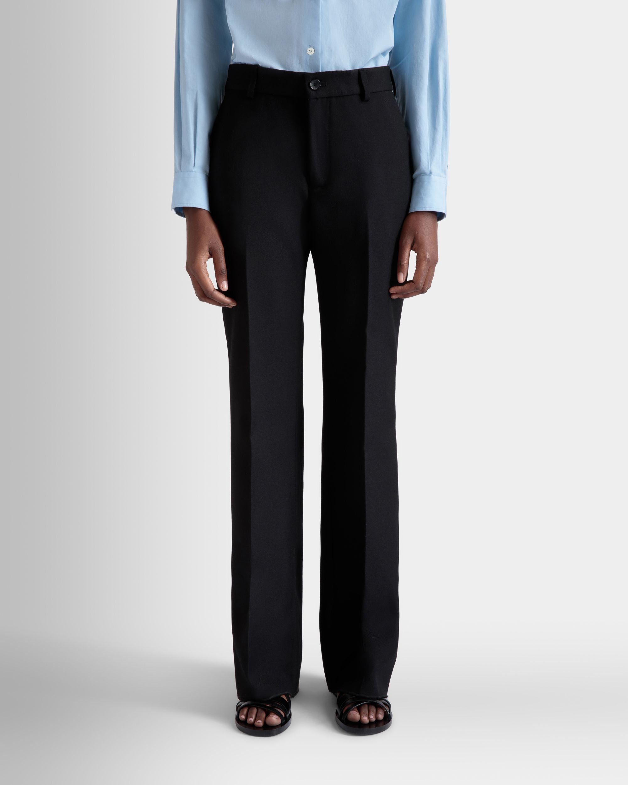 Pantalón Acampanado De Lana Negra - Mujer - Bally - 03